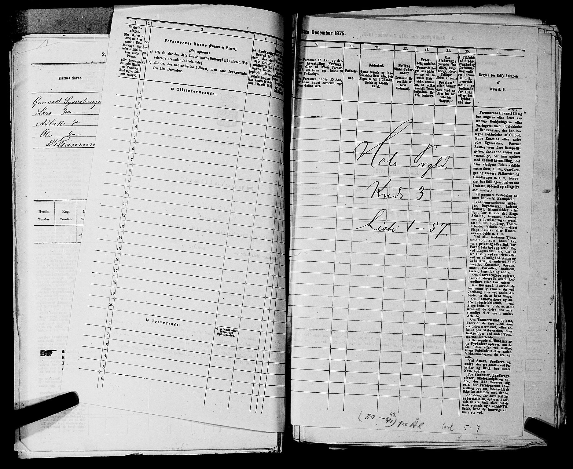 SAKO, 1875 census for 0620P Hol, 1875, p. 307