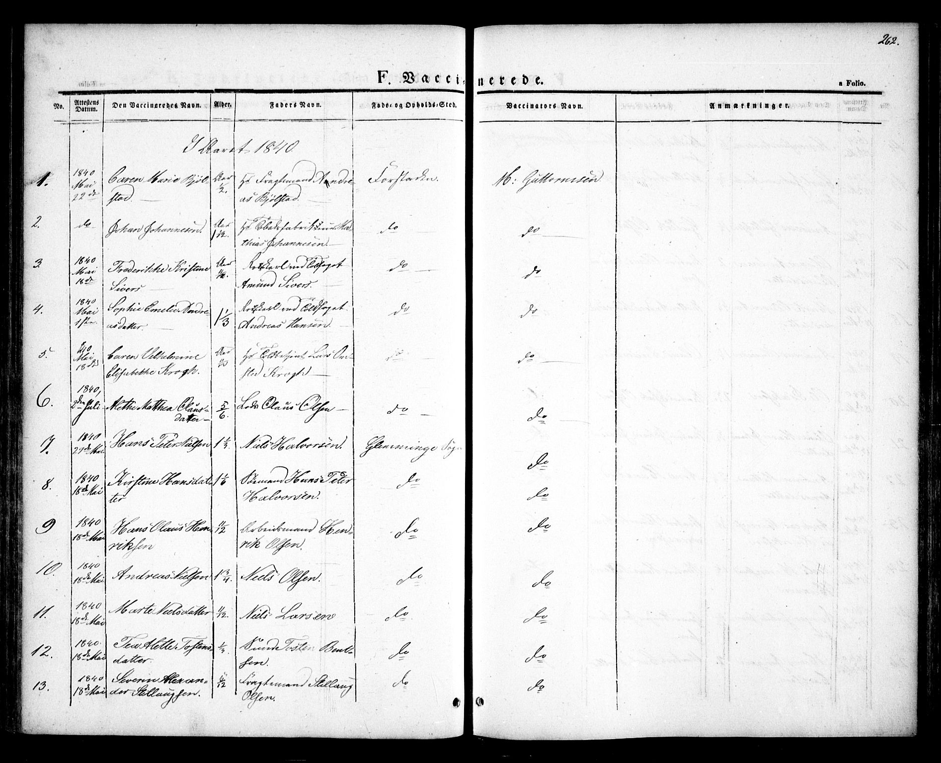 Glemmen prestekontor Kirkebøker, SAO/A-10908/F/Fa/L0005: Parish register (official) no. 5, 1838-1852, p. 262
