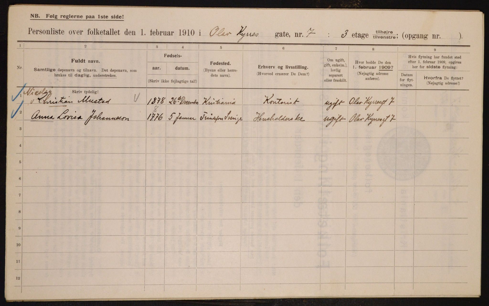 OBA, Municipal Census 1910 for Kristiania, 1910, p. 72638