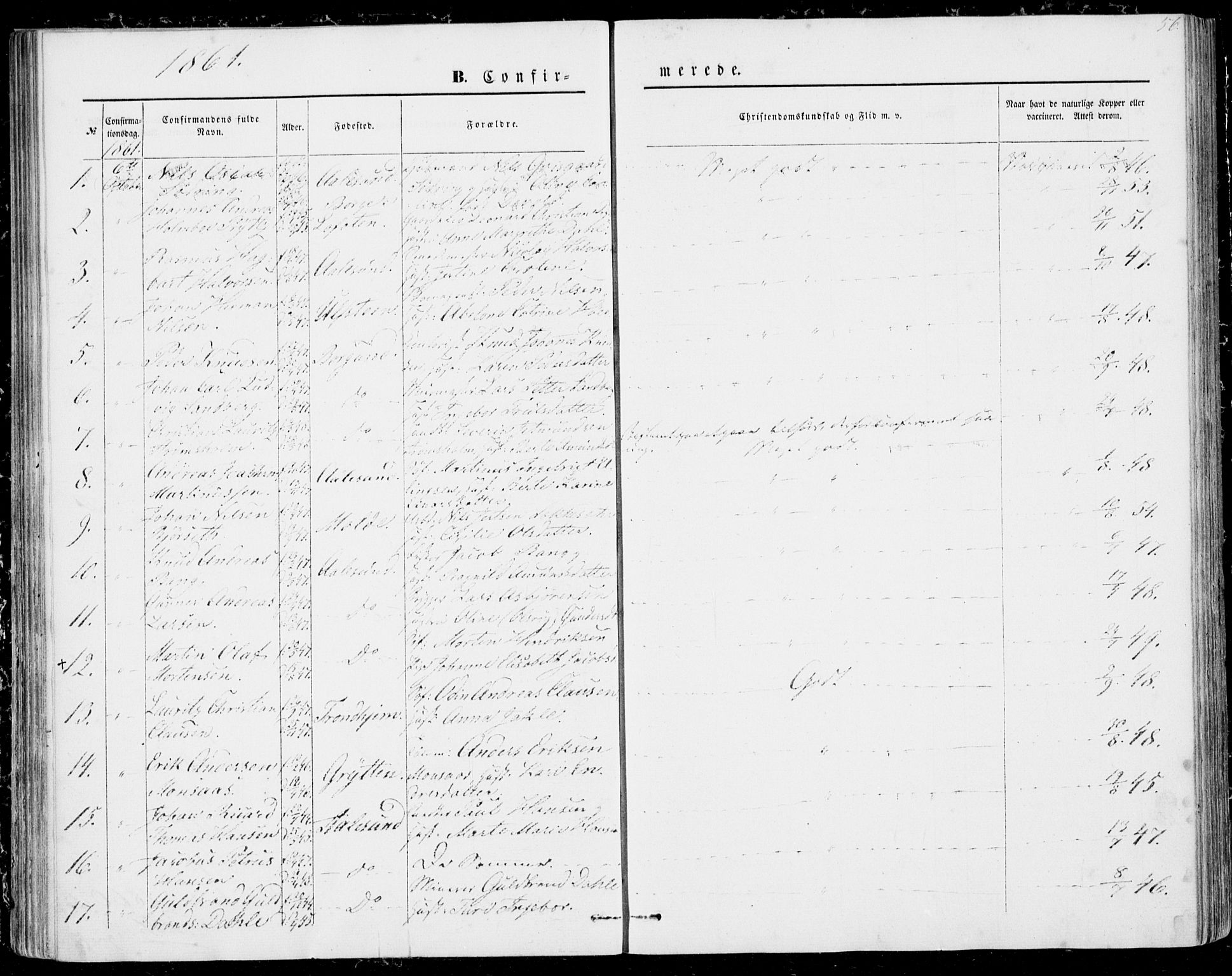 Ministerialprotokoller, klokkerbøker og fødselsregistre - Møre og Romsdal, SAT/A-1454/529/L0451: Parish register (official) no. 529A01, 1855-1863, p. 56