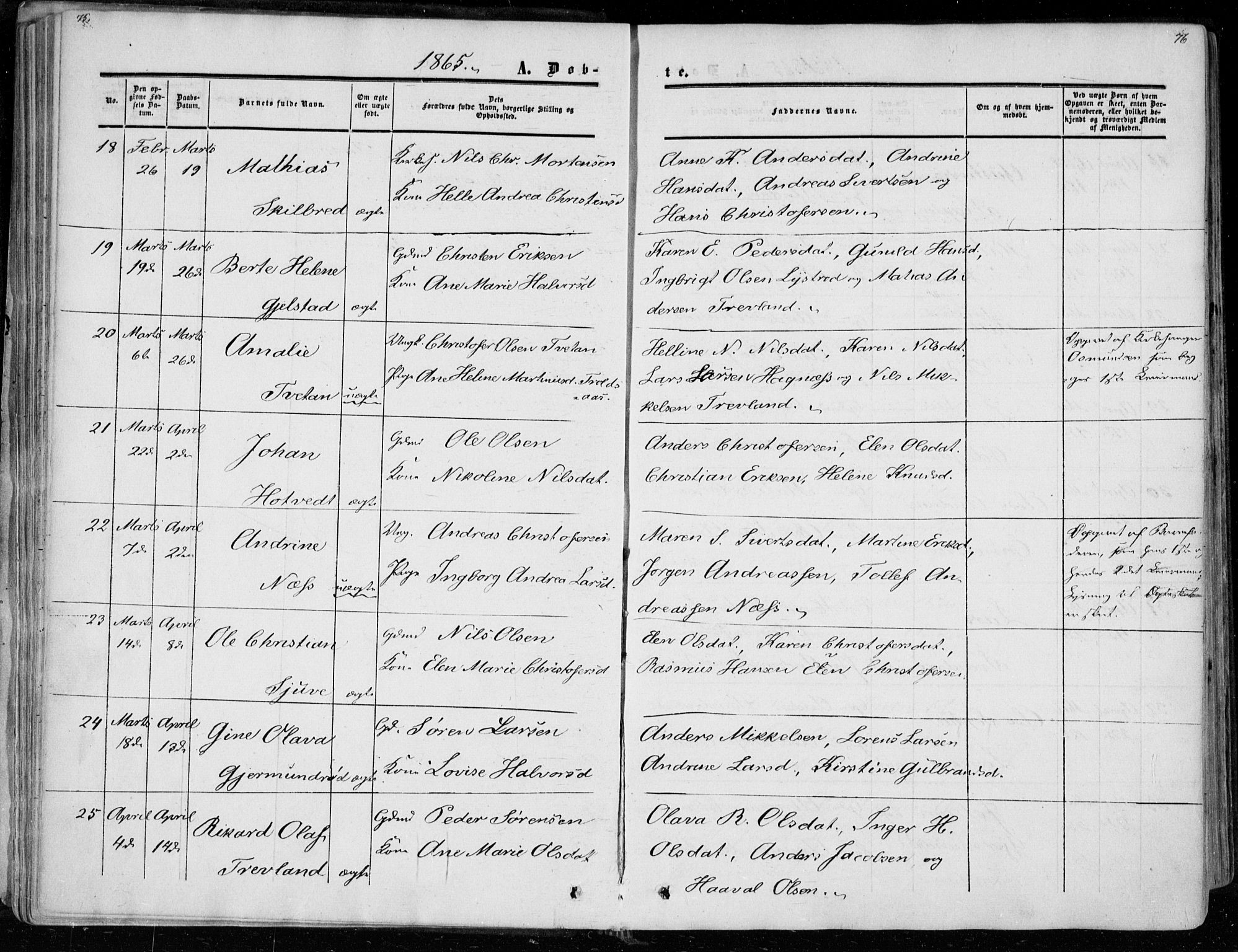 Andebu kirkebøker, AV/SAKO-A-336/F/Fa/L0005: Parish register (official) no. I 5, 1857-1870, p. 75-76