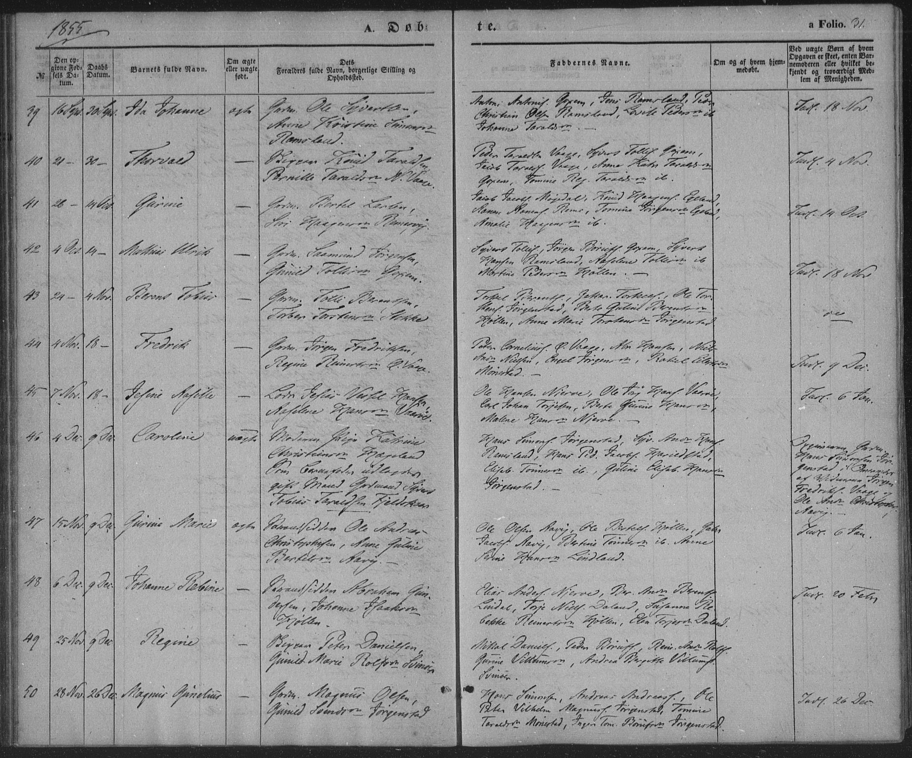 Sør-Audnedal sokneprestkontor, AV/SAK-1111-0039/F/Fa/Faa/L0002: Parish register (official) no. A 2, 1848-1867, p. 31