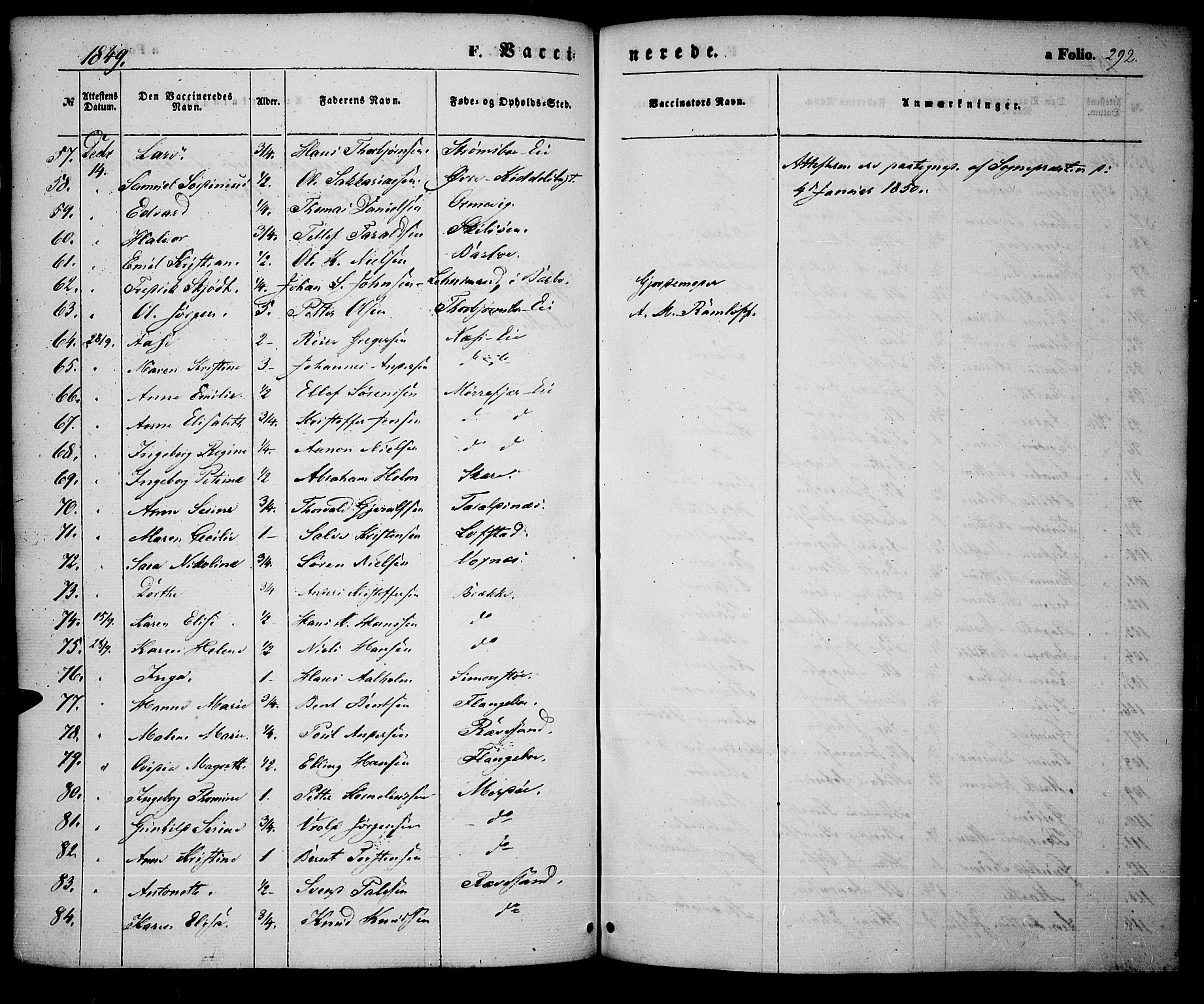 Tromøy sokneprestkontor, AV/SAK-1111-0041/F/Fa/L0005: Parish register (official) no. A 5, 1847-1856, p. 292