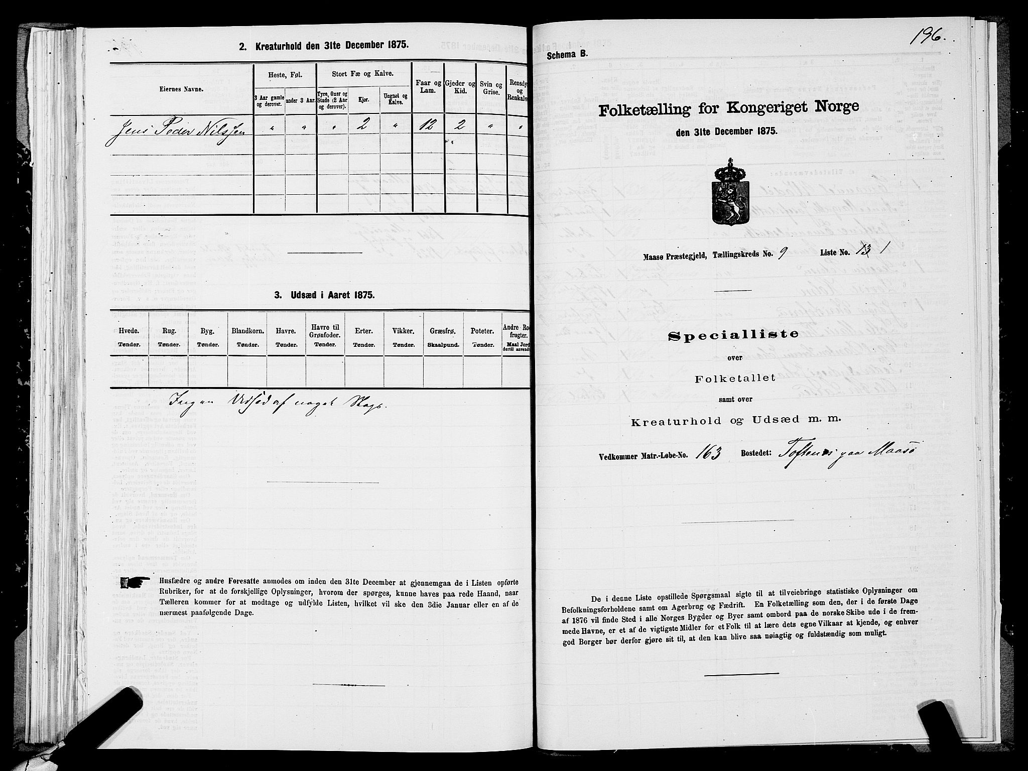 SATØ, 1875 census for 2018P Måsøy, 1875, p. 1196