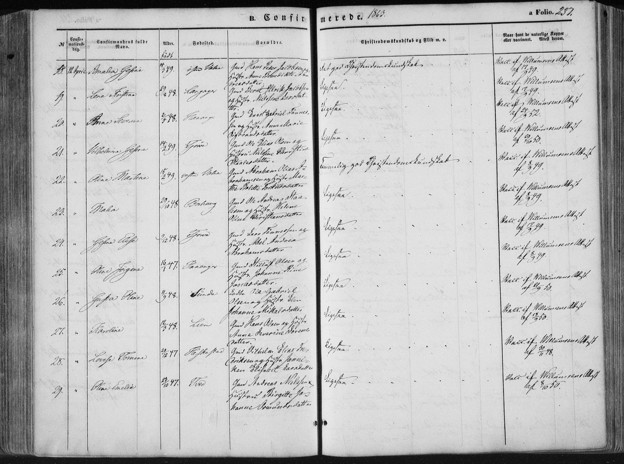 Lista sokneprestkontor, AV/SAK-1111-0027/F/Fa/L0011: Parish register (official) no. A 11, 1861-1878, p. 237