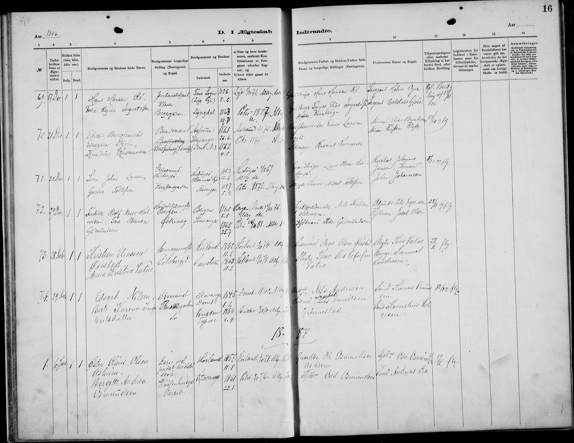 St. Petri sokneprestkontor, AV/SAST-A-101813/001/30/30BB/L0005: Parish register (copy) no. B 5, 1878-1895, p. 16