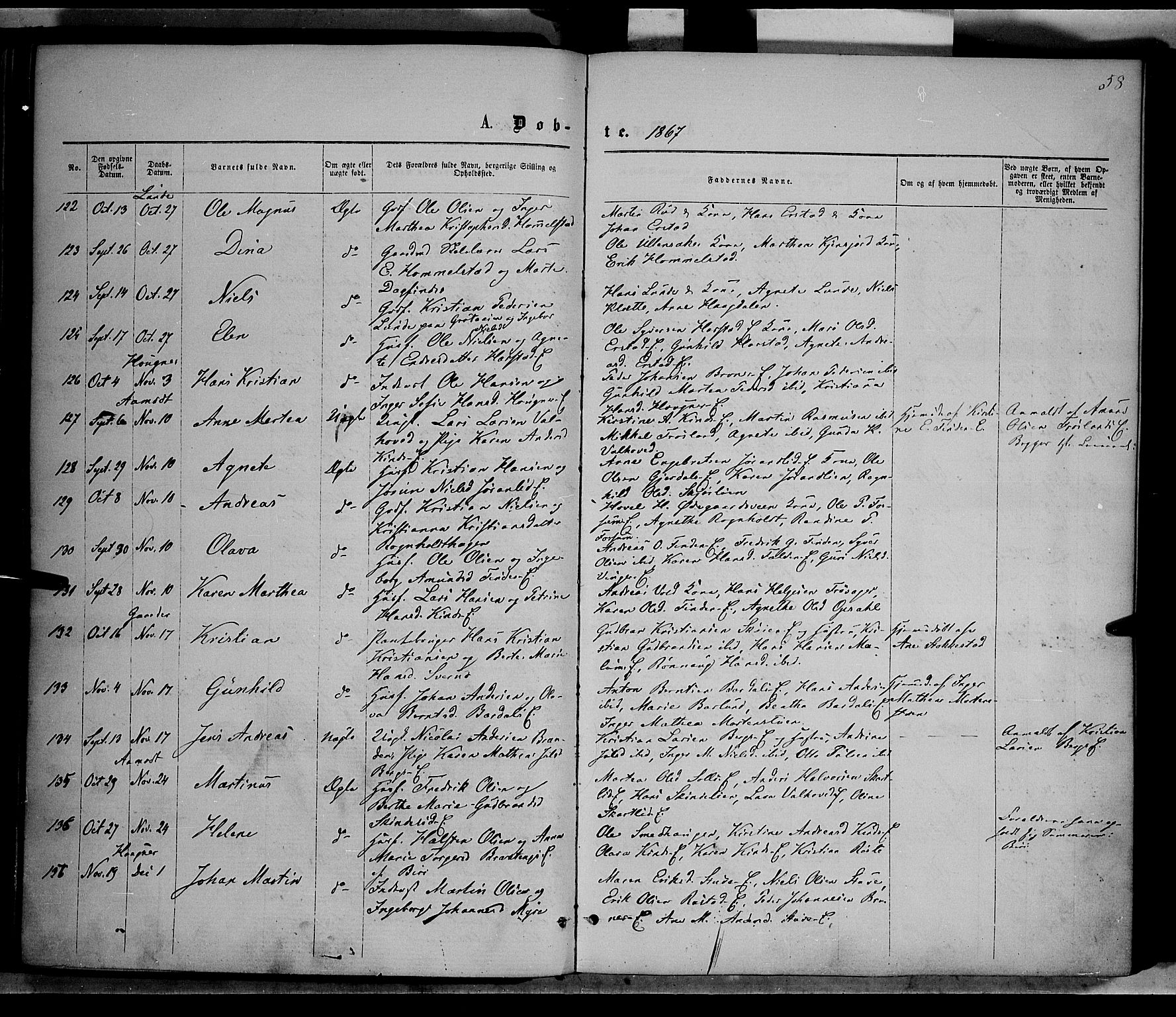 Nordre Land prestekontor, SAH/PREST-124/H/Ha/Haa/L0001: Parish register (official) no. 1, 1860-1871, p. 58