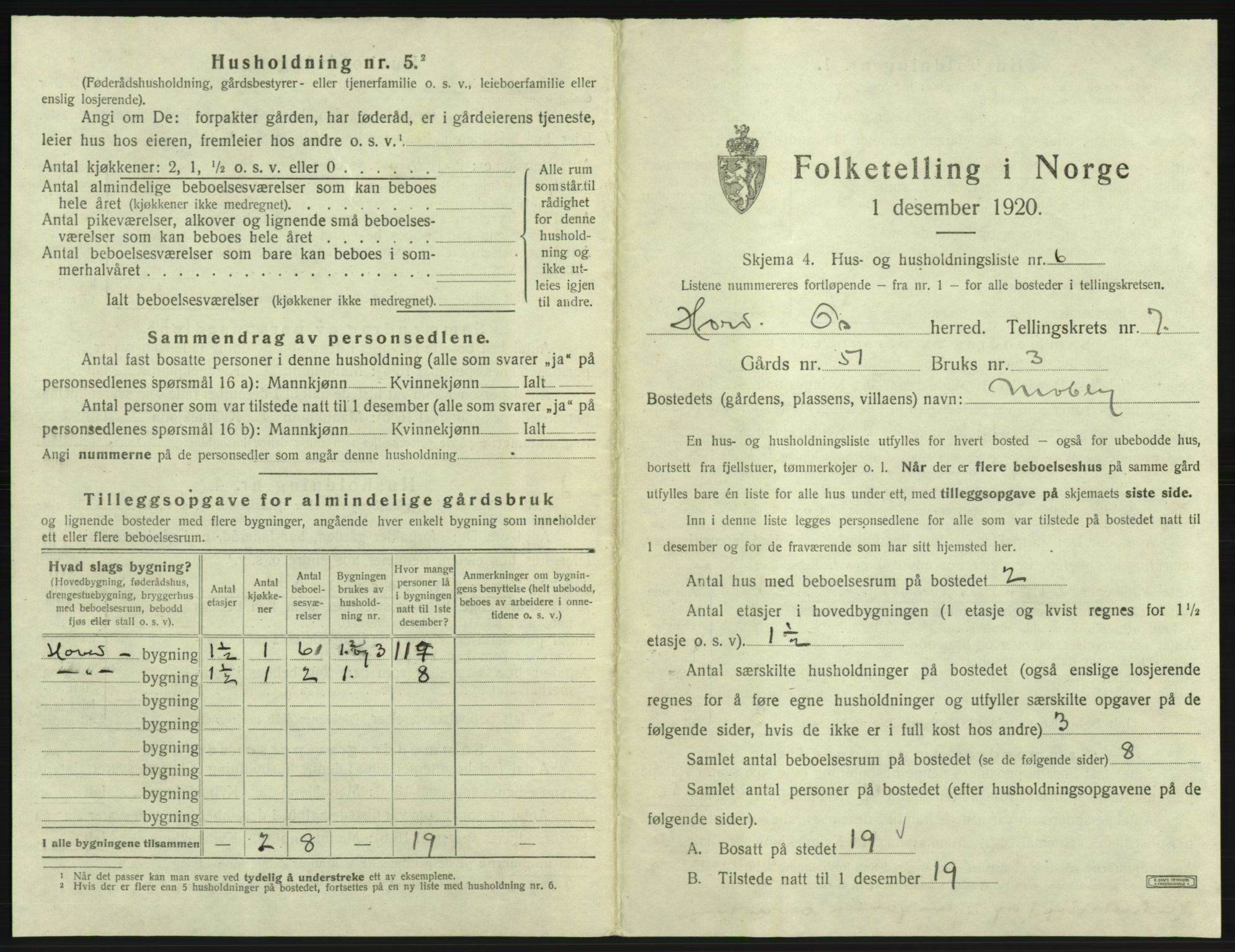 SAB, 1920 census for Os, 1920, p. 704