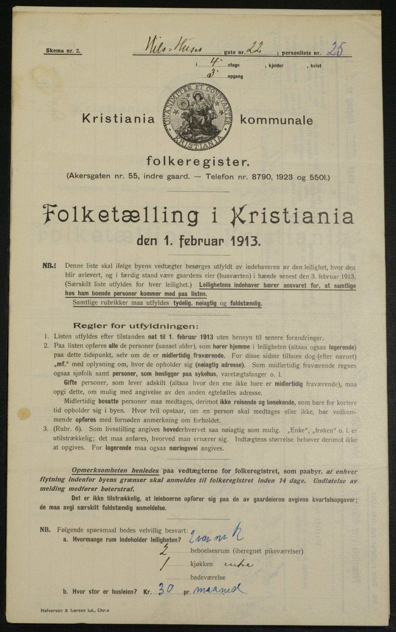 OBA, Municipal Census 1913 for Kristiania, 1913, p. 71121