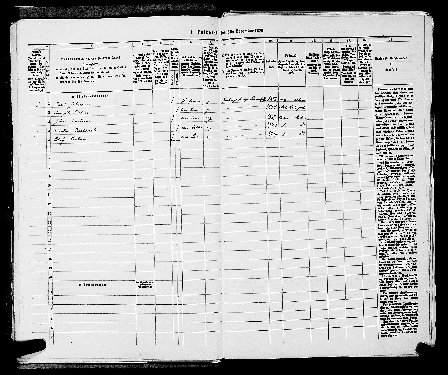 SAKO, 1875 census for 0623P Modum, 1875, p. 742