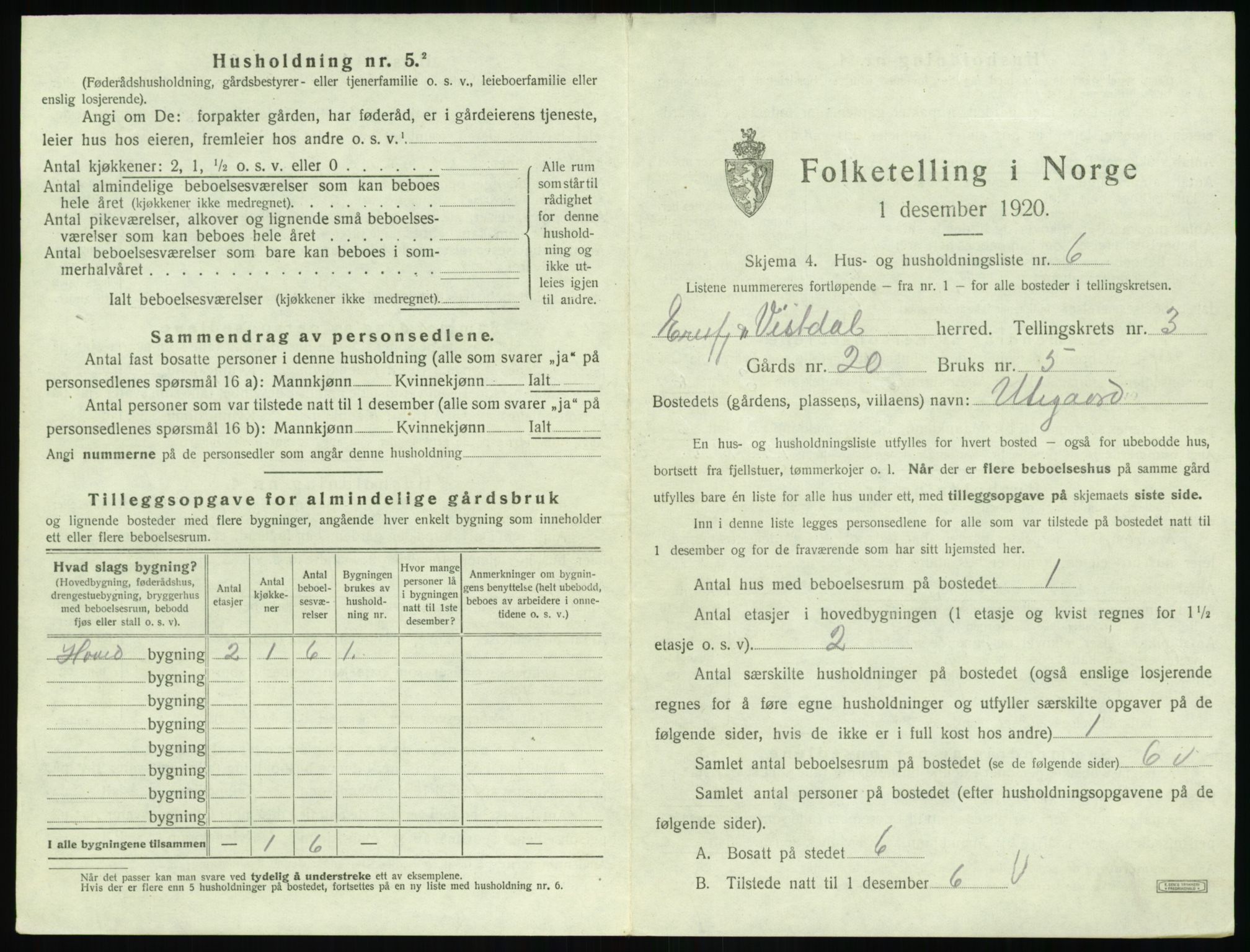 SAT, 1920 census for Eresfjord og Vistdal, 1920, p. 243