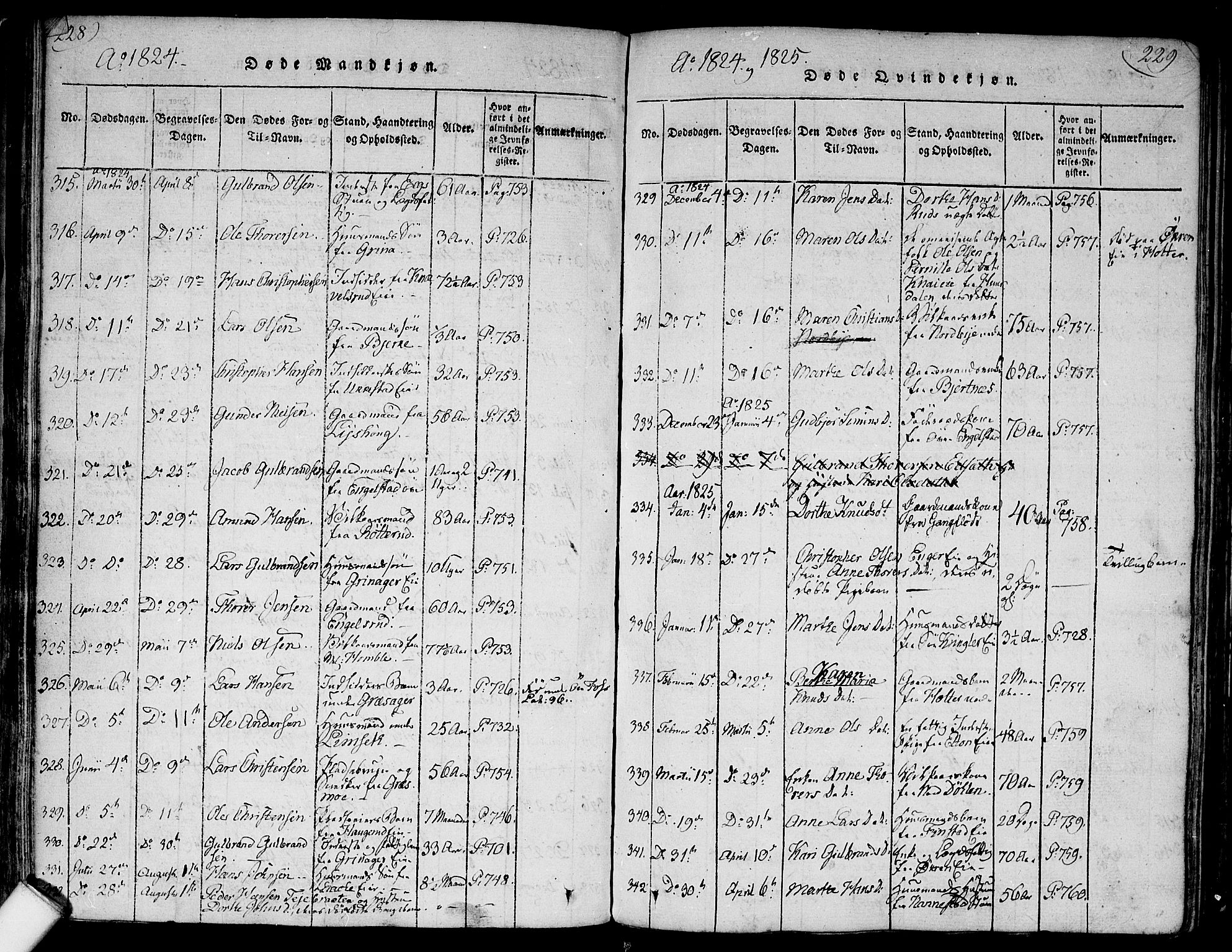 Nannestad prestekontor Kirkebøker, SAO/A-10414a/F/Fa/L0009: Parish register (official) no. I 9, 1815-1840, p. 228-229