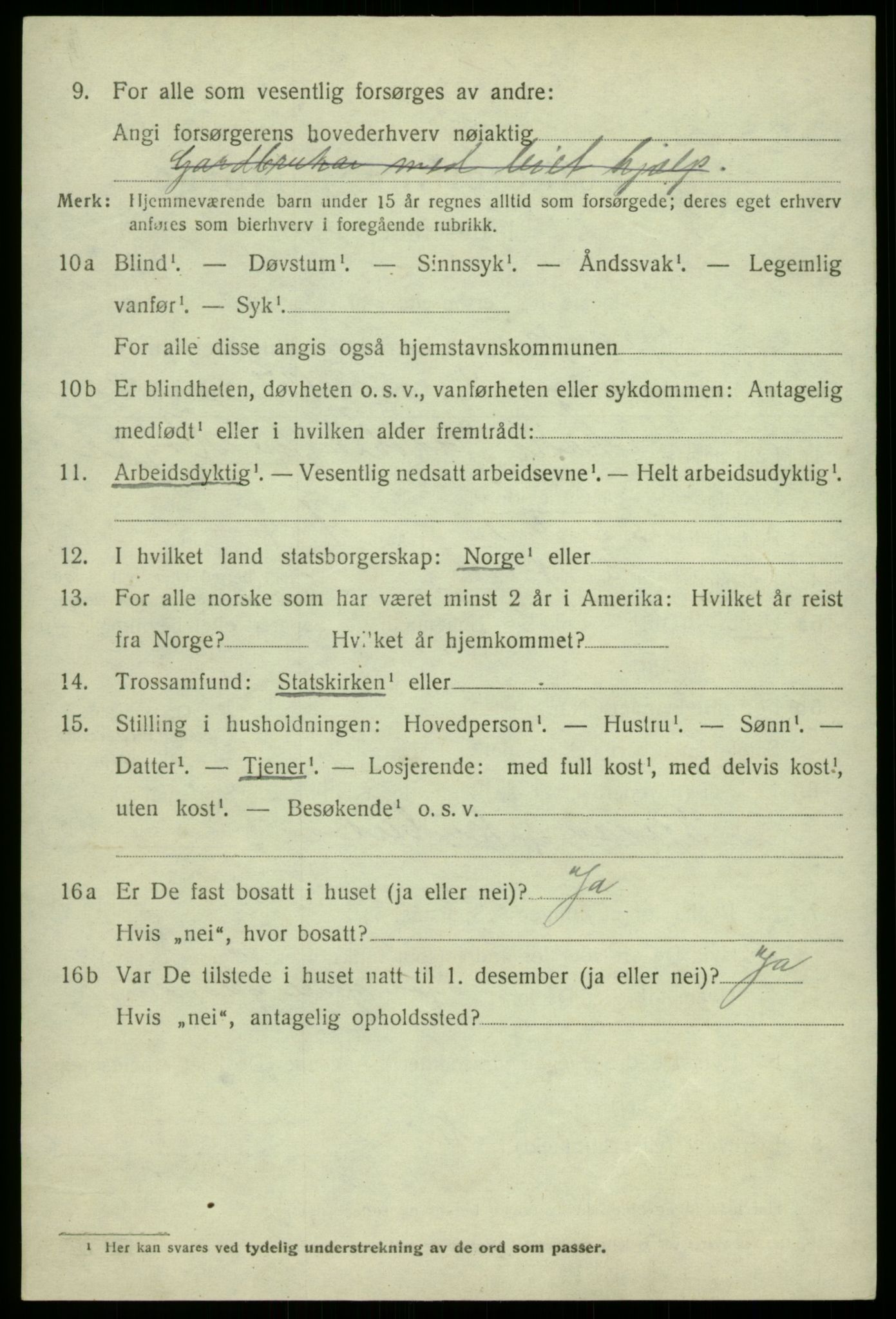 SAB, 1920 census for Granvin, 1920, p. 2523