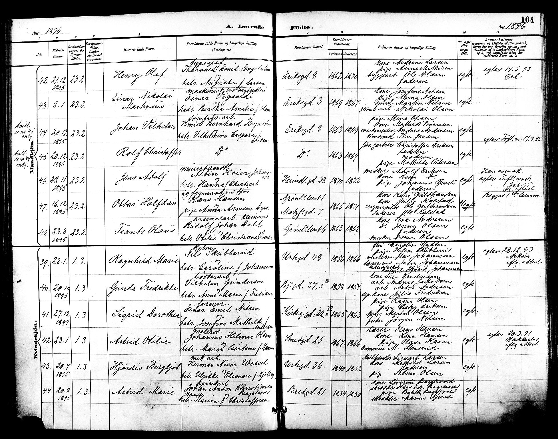 Grønland prestekontor Kirkebøker, SAO/A-10848/F/Fa/L0012: Parish register (official) no. 12, 1893-1900, p. 164