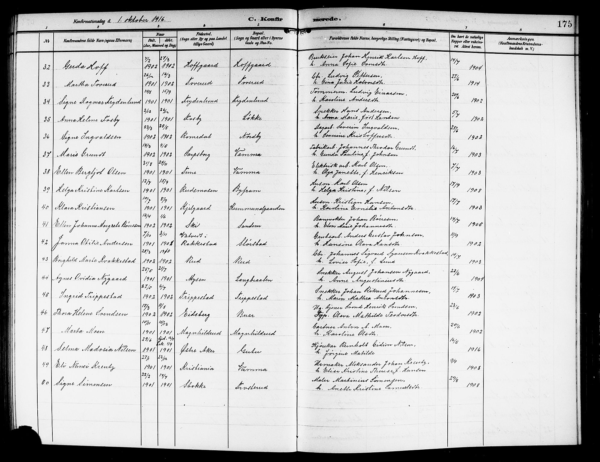 Askim prestekontor Kirkebøker, AV/SAO-A-10900/G/Ga/L0002: Parish register (copy) no. 2, 1903-1921, p. 175