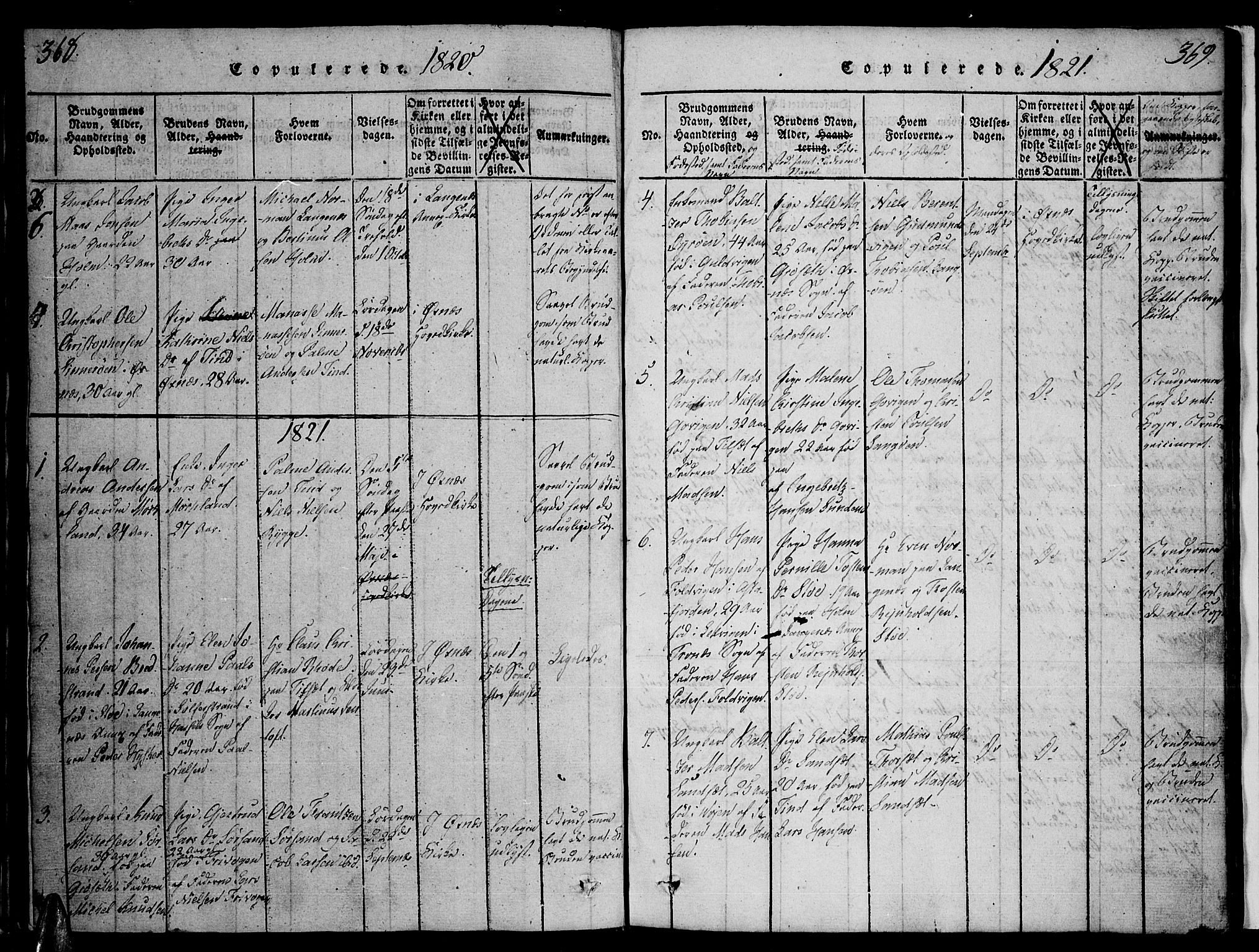 Ministerialprotokoller, klokkerbøker og fødselsregistre - Nordland, SAT/A-1459/893/L1331: Parish register (official) no. 893A04, 1820-1840, p. 368-369