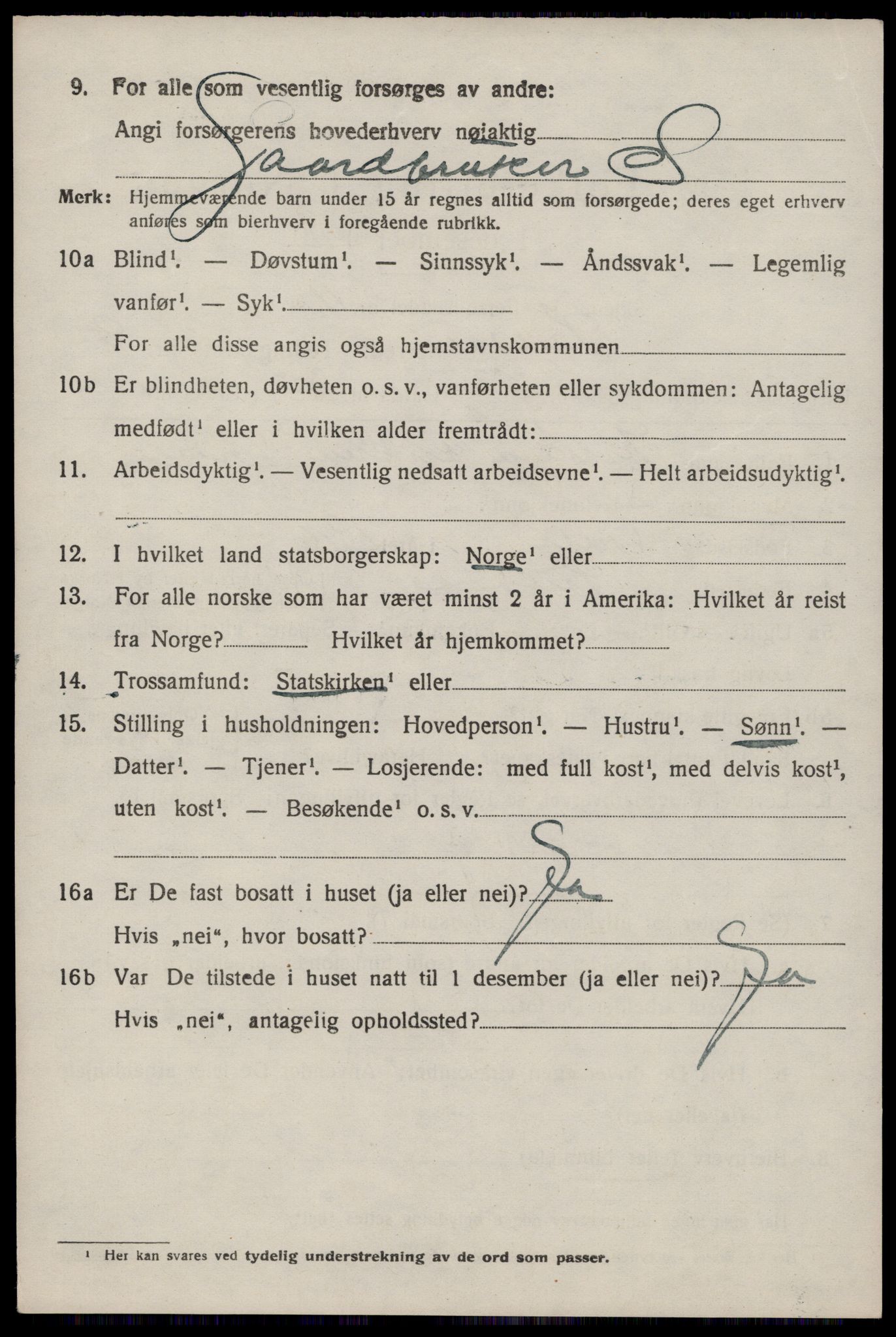 SAST, 1920 census for Suldal, 1920, p. 2703