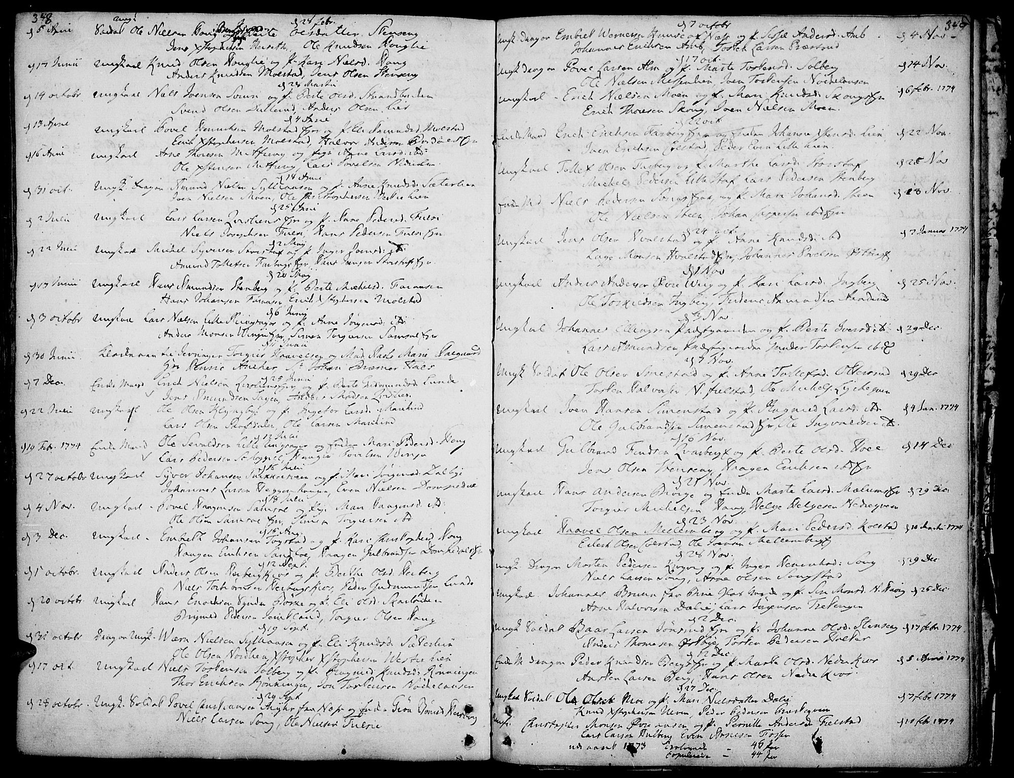 Ringsaker prestekontor, SAH/PREST-014/K/Ka/L0002: Parish register (official) no. 2, 1747-1774, p. 348-349