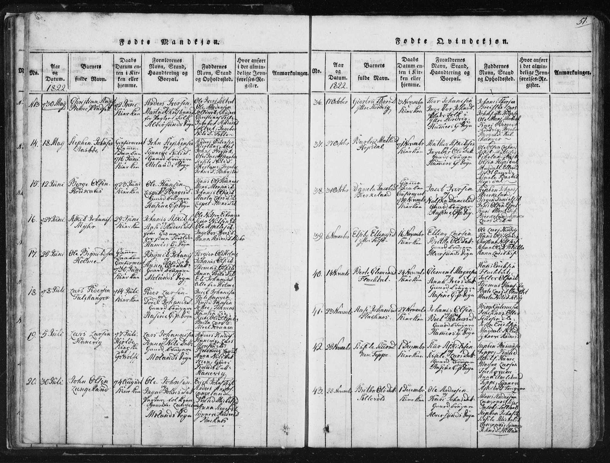 Hamre sokneprestembete, AV/SAB-A-75501/H/Ha/Haa/Haaa/L0010: Parish register (official) no. A 10, 1816-1826, p. 51