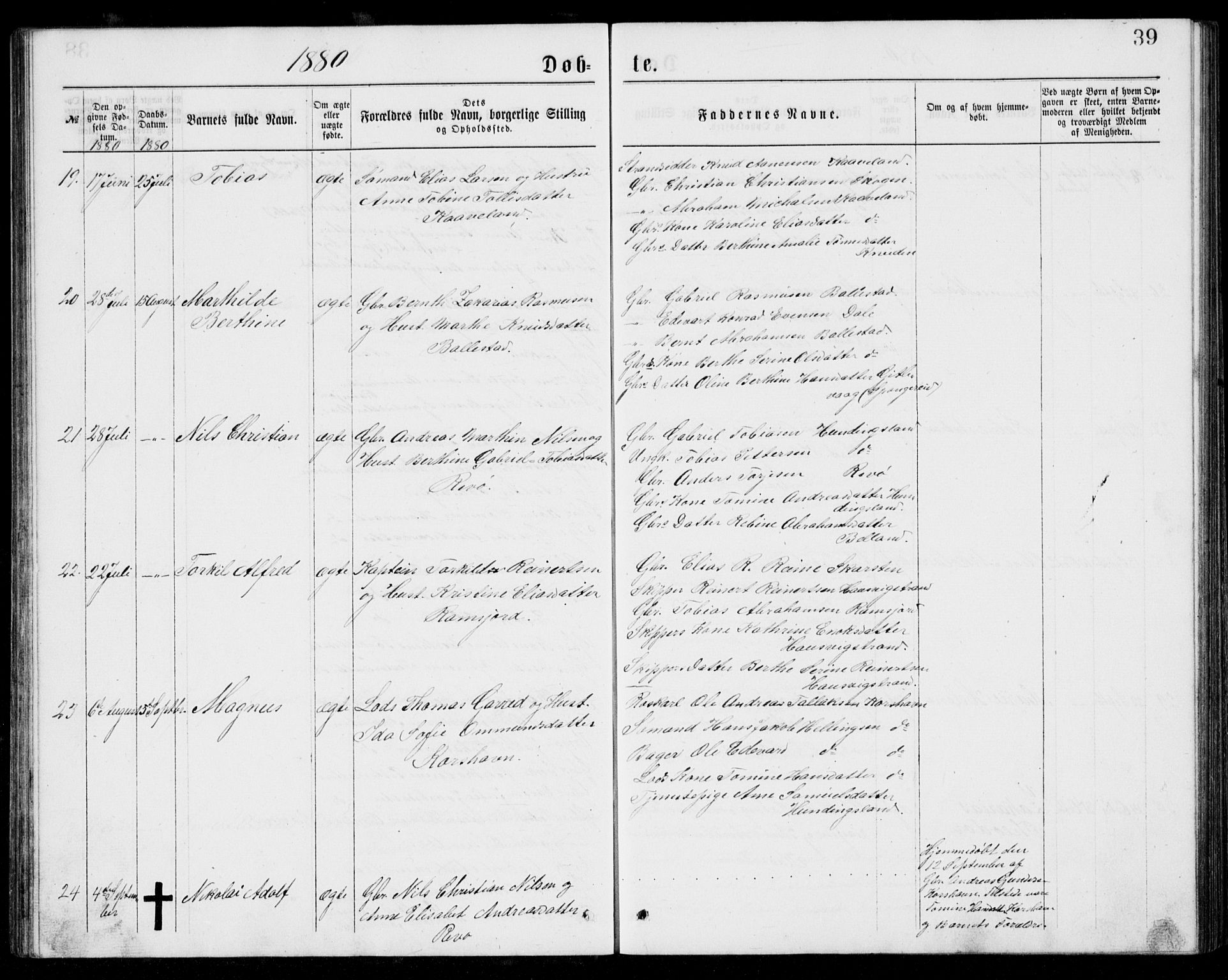 Lyngdal sokneprestkontor, AV/SAK-1111-0029/F/Fb/Fba/L0002: Parish register (copy) no. B 2, 1876-1886, p. 39