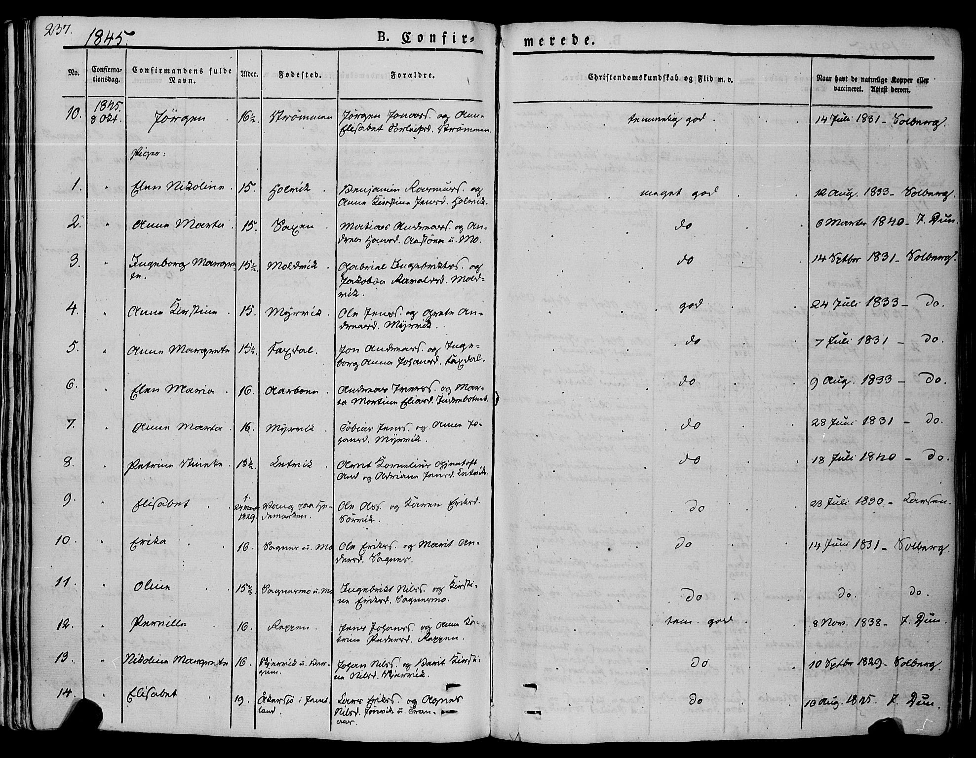 Ministerialprotokoller, klokkerbøker og fødselsregistre - Nord-Trøndelag, SAT/A-1458/773/L0614: Parish register (official) no. 773A05, 1831-1856, p. 237