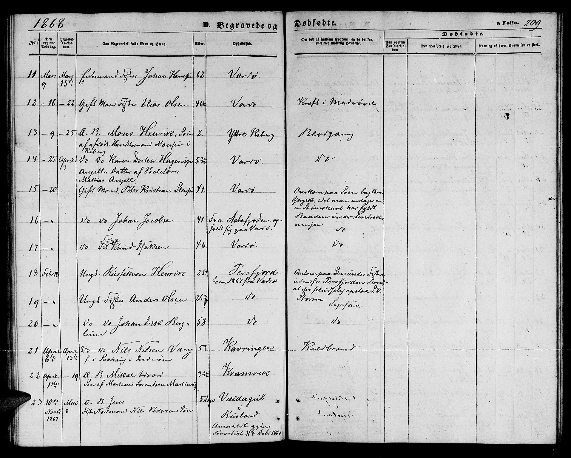 Vardø sokneprestkontor, AV/SATØ-S-1332/H/Hb/L0002klokker: Parish register (copy) no. 2, 1861-1870, p. 209