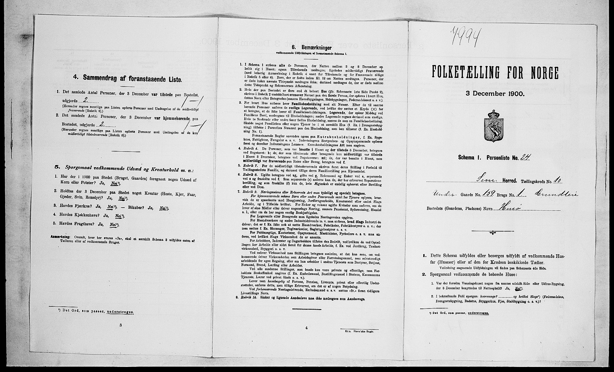 RA, 1900 census for Sem, 1900, p. 1569