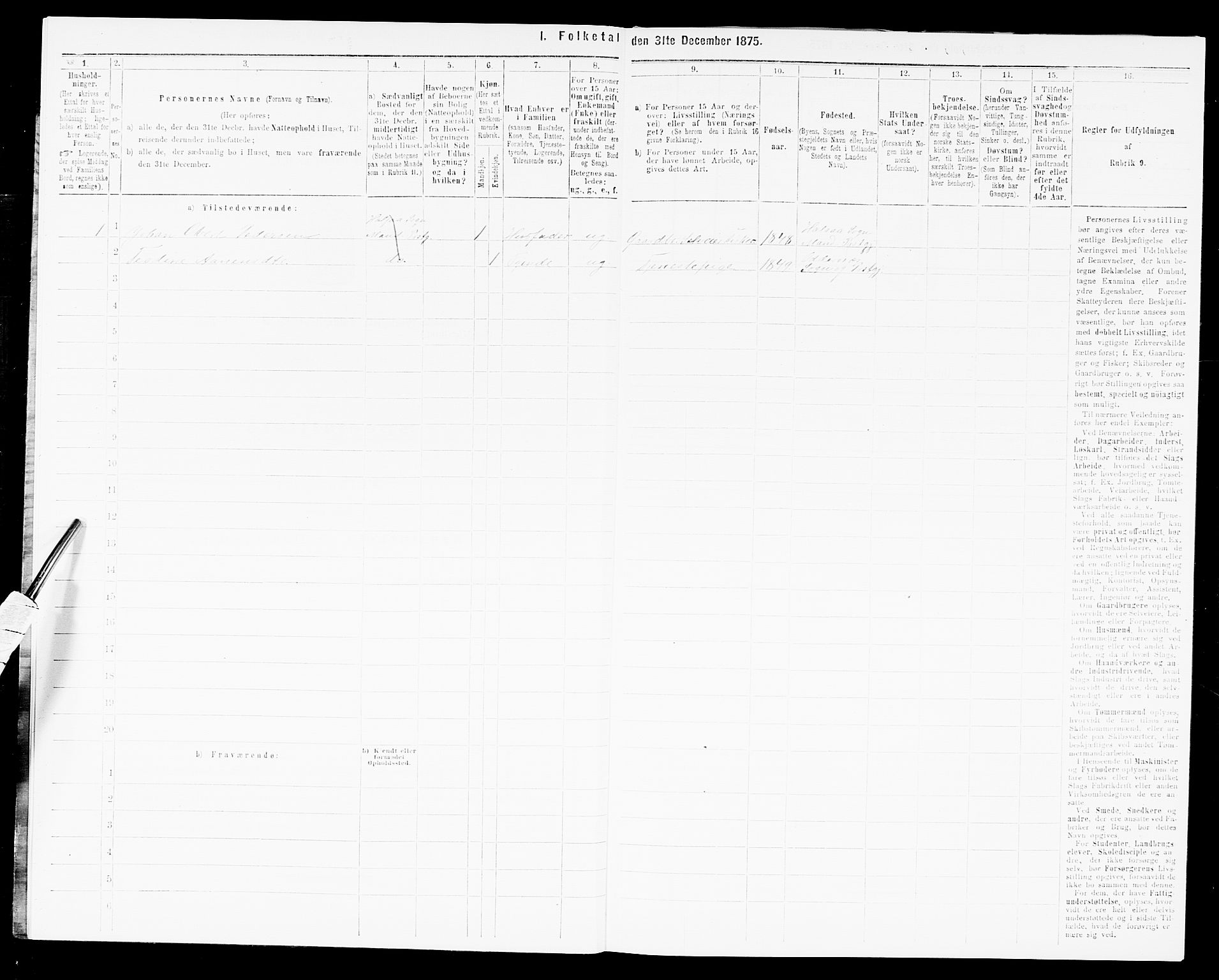 SAK, 1875 census for 1019L Mandal/Halse og Harkmark, 1875, p. 358