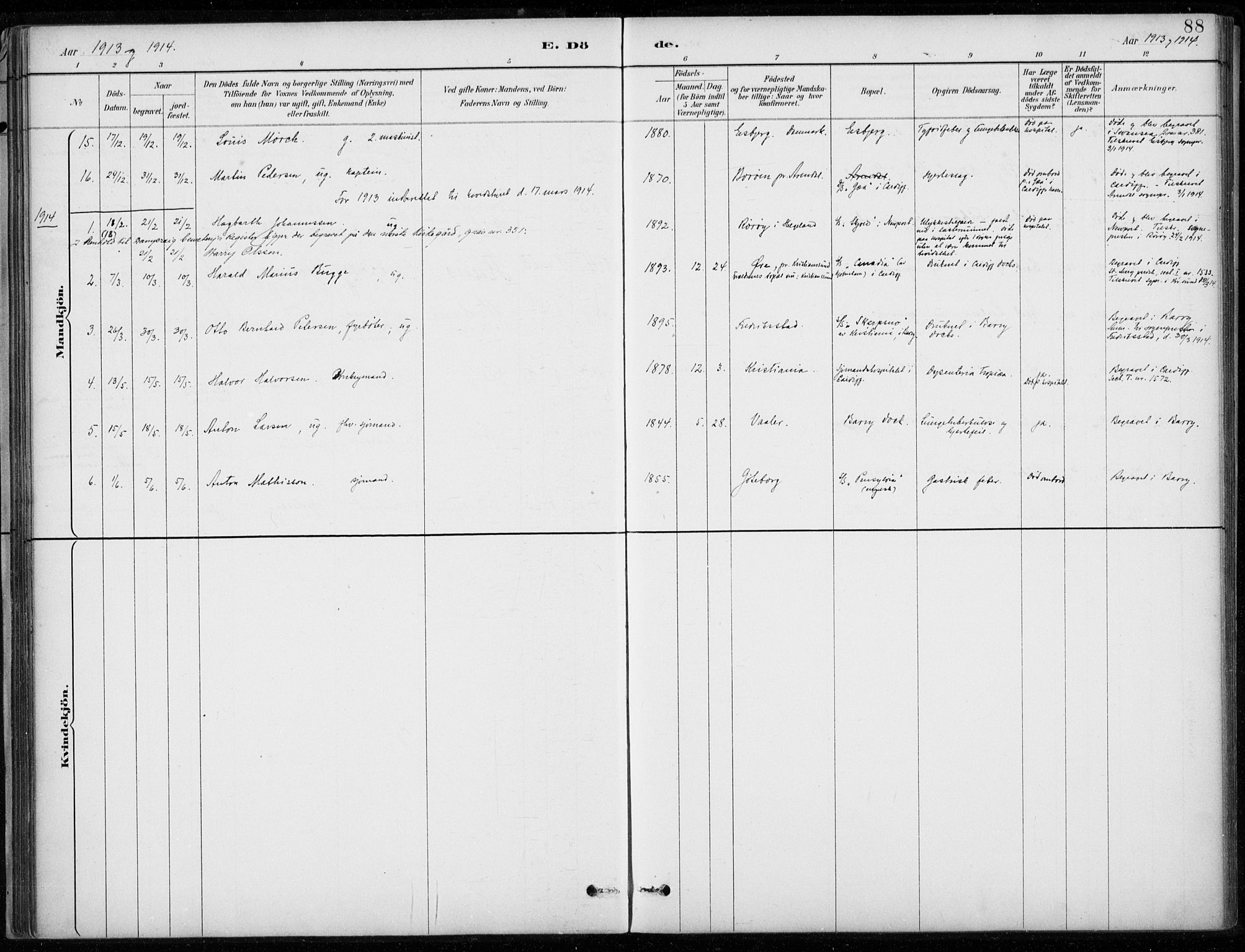 Den norske sjømannsmisjon i utlandet/Bristolhavnene(Cardiff-Swansea), SAB/SAB/PA-0102/H/Ha/Haa/L0002: Parish register (official) no. A 2, 1887-1932, p. 88