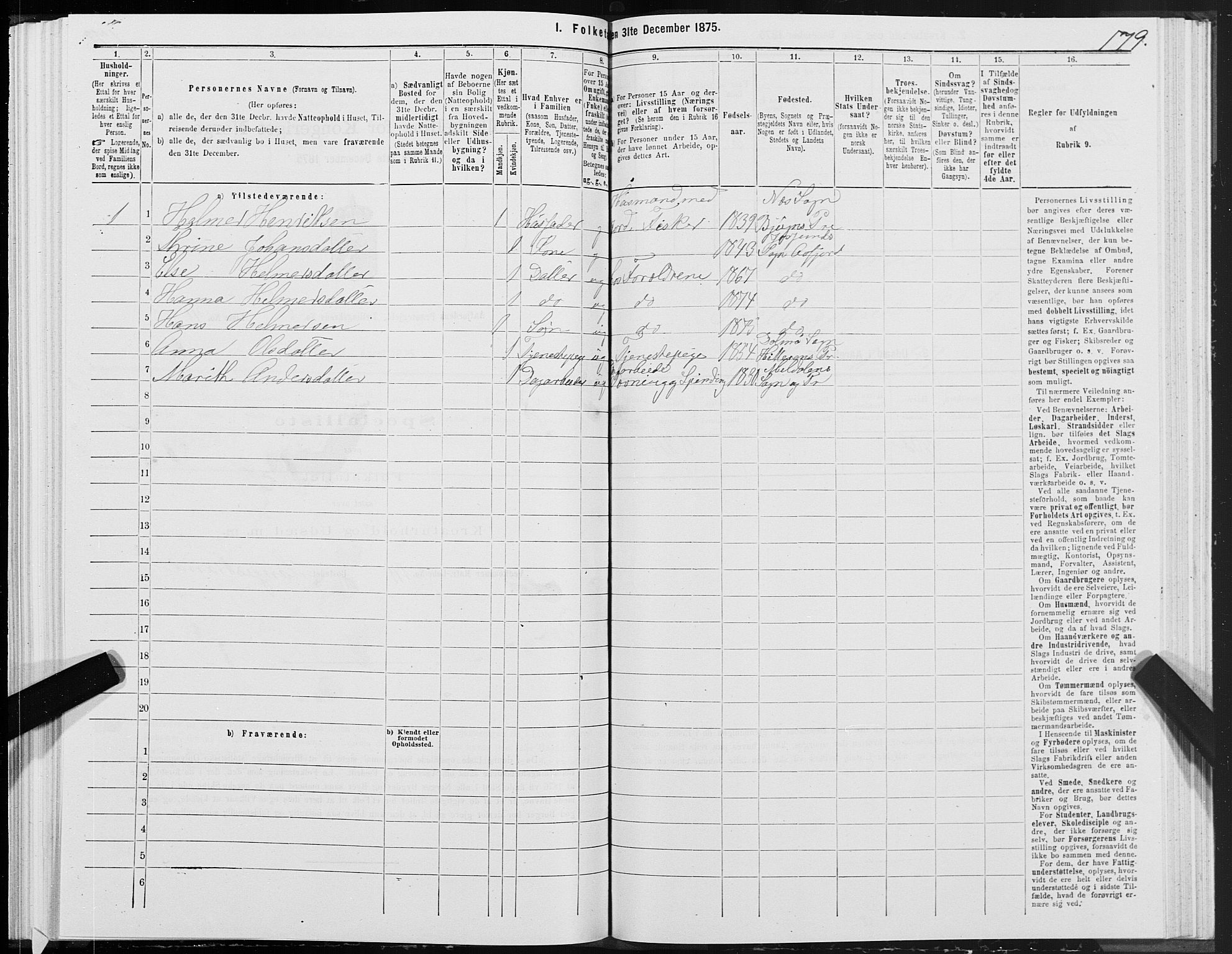 SAT, 1875 census for 1630P Aafjorden, 1875, p. 3179