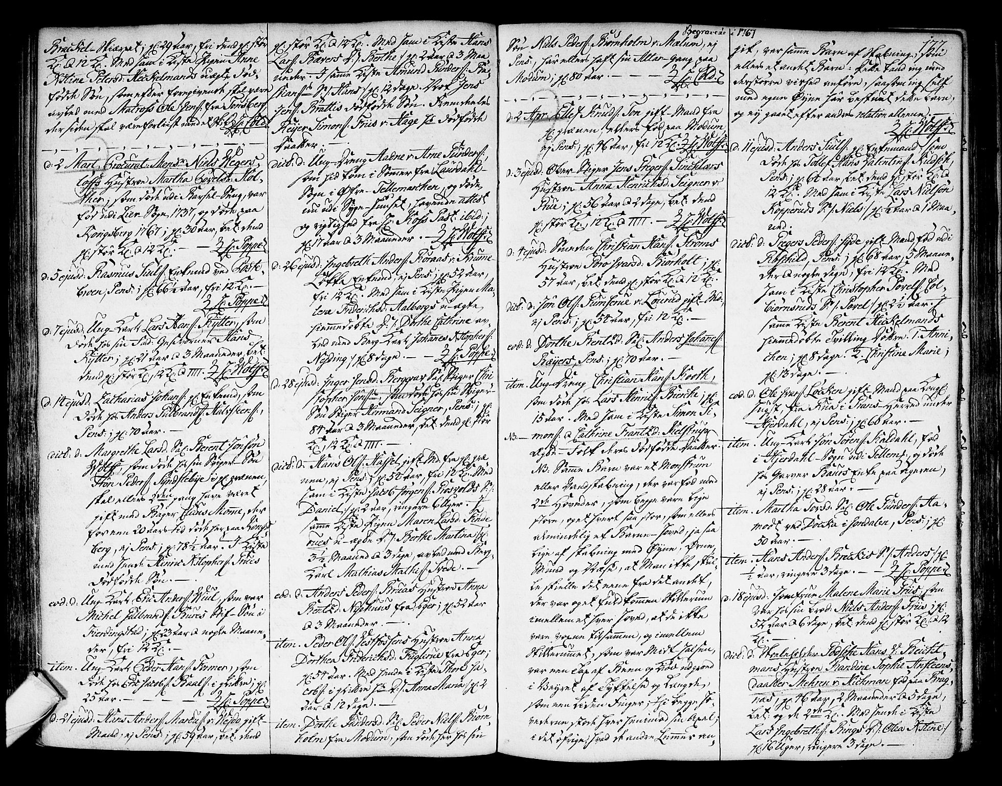 Kongsberg kirkebøker, SAKO/A-22/F/Fa/L0004: Parish register (official) no. I 4, 1756-1768, p. 177