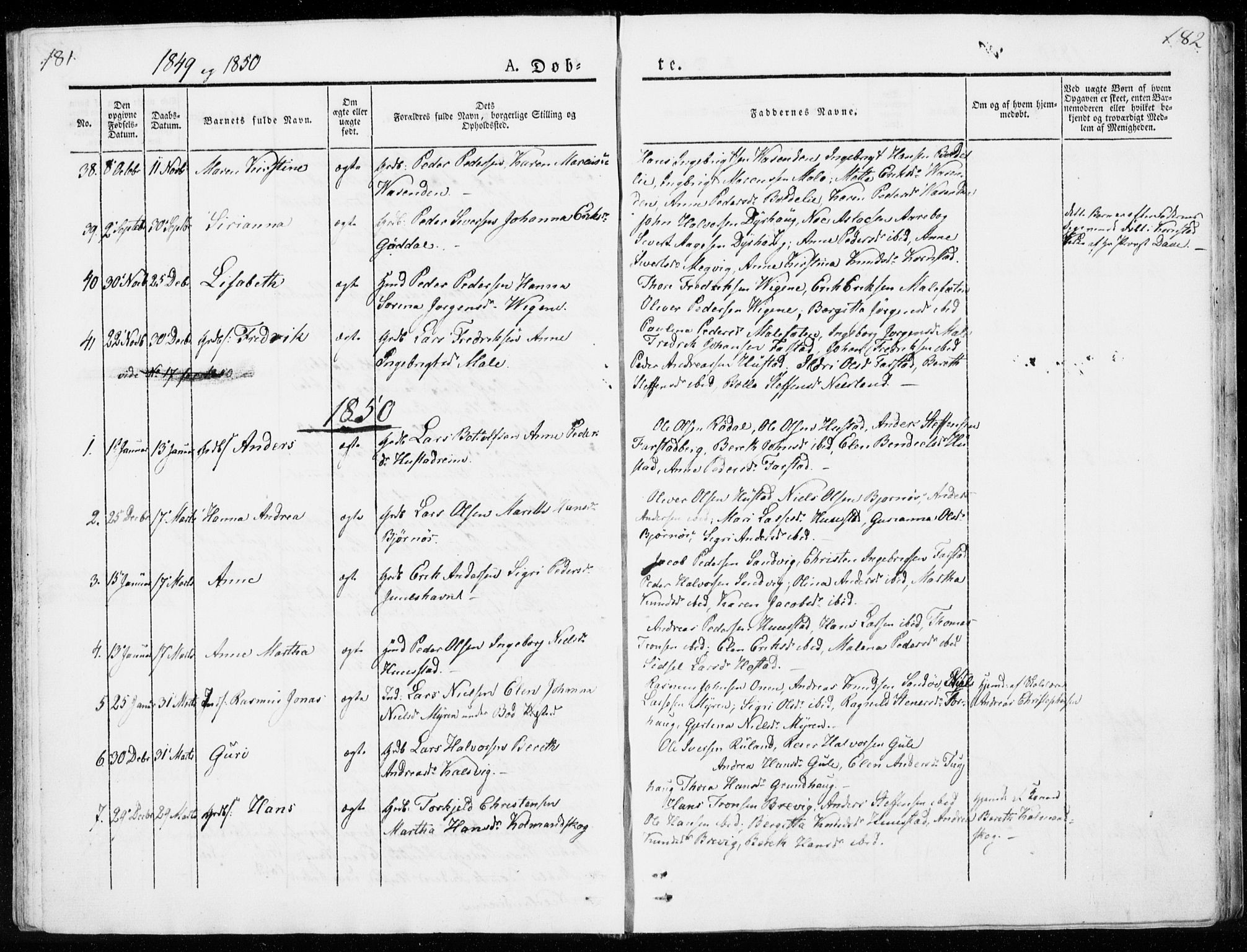 Ministerialprotokoller, klokkerbøker og fødselsregistre - Møre og Romsdal, AV/SAT-A-1454/566/L0766: Parish register (official) no. 566A05, 1842-1851, p. 181-182