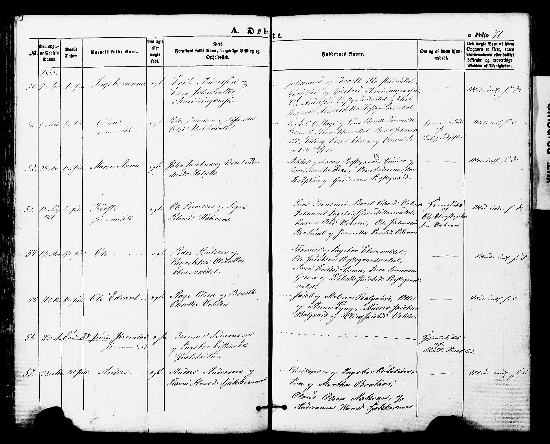 Ministerialprotokoller, klokkerbøker og fødselsregistre - Nord-Trøndelag, AV/SAT-A-1458/724/L0268: Parish register (copy) no. 724C04, 1846-1878, p. 71