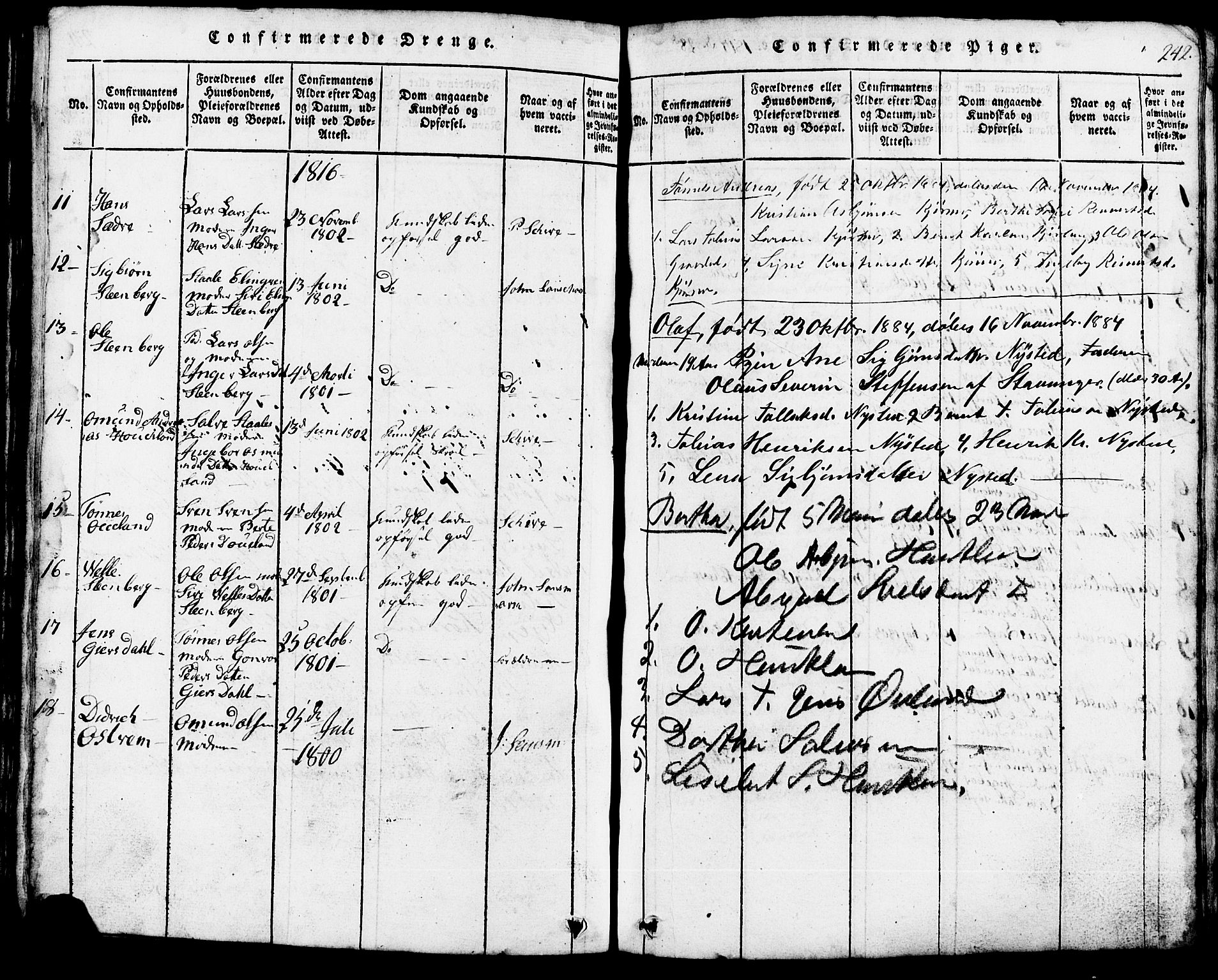 Lund sokneprestkontor, SAST/A-101809/S07/L0002: Parish register (copy) no. B 2, 1816-1832, p. 242