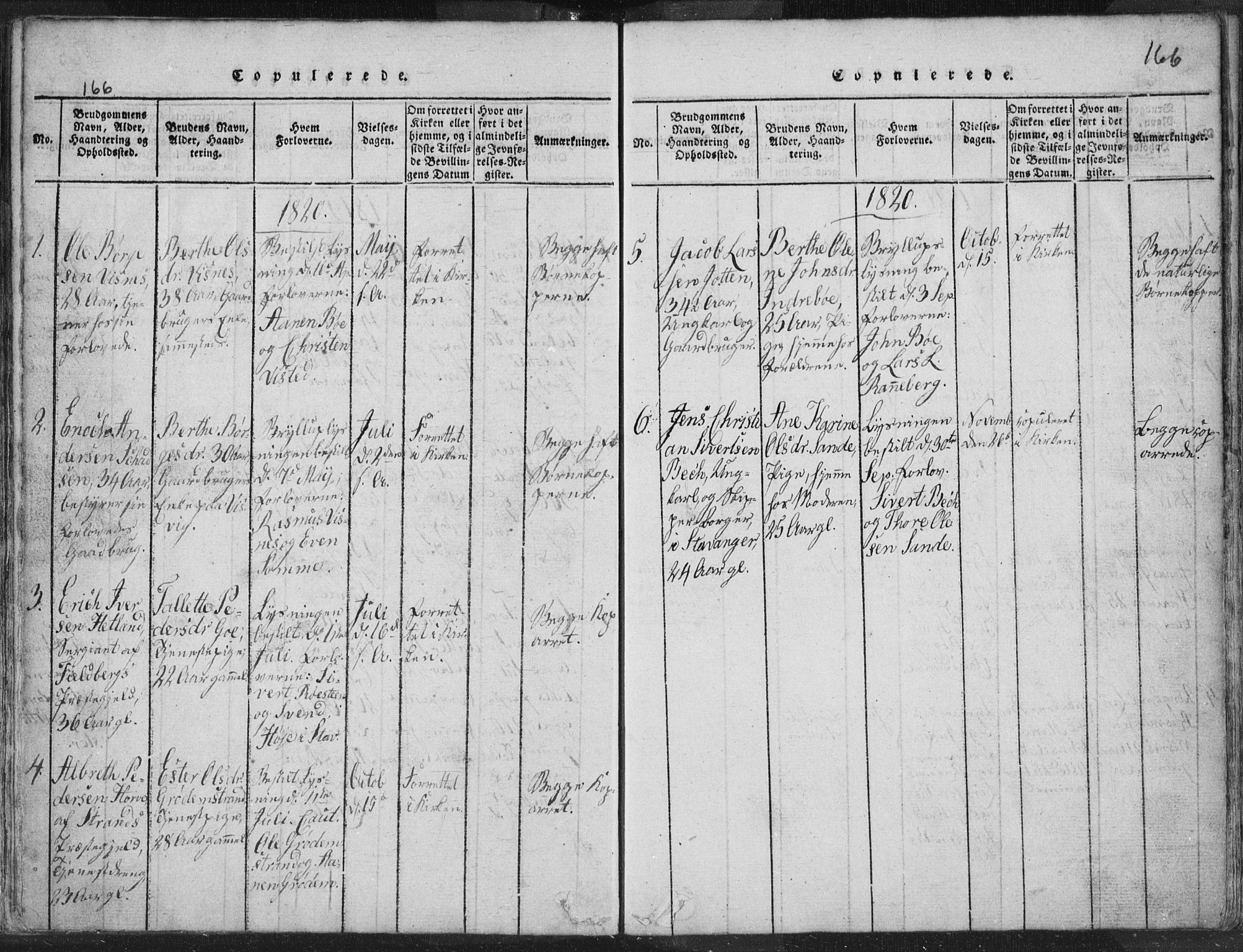 Hetland sokneprestkontor, SAST/A-101826/30/30BA/L0001: Parish register (official) no. A 1, 1816-1856, p. 166