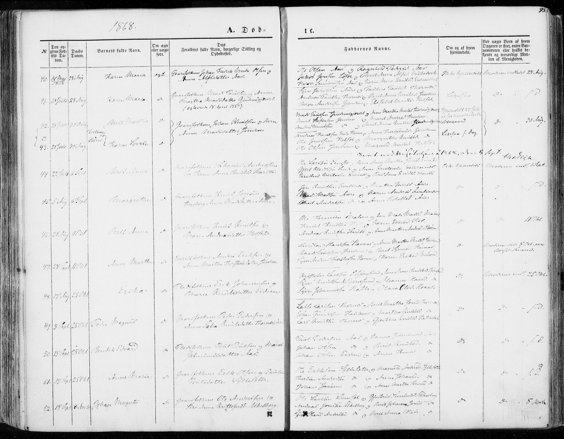 Ministerialprotokoller, klokkerbøker og fødselsregistre - Møre og Romsdal, AV/SAT-A-1454/565/L0748: Parish register (official) no. 565A02, 1845-1872, p. 93