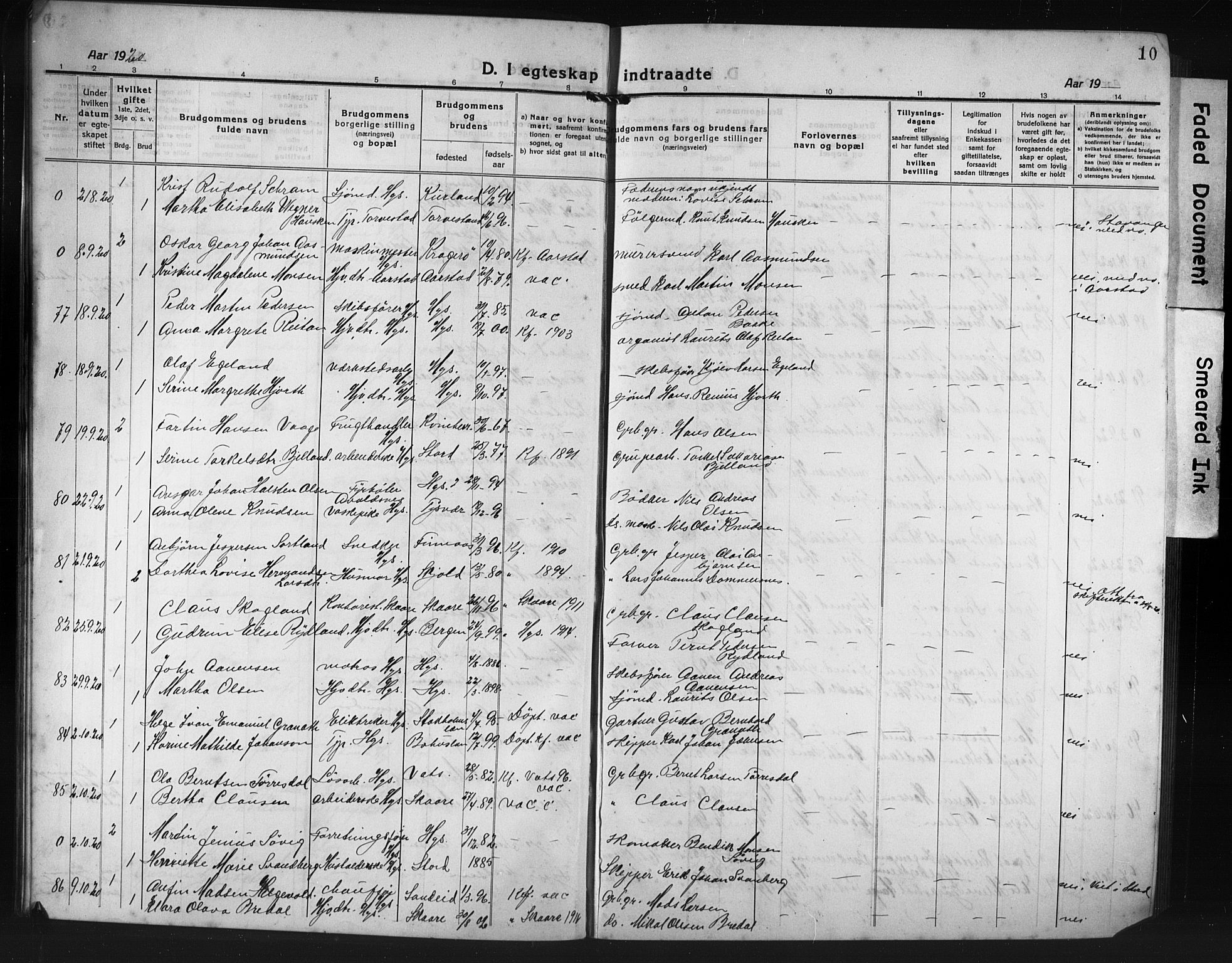 Haugesund sokneprestkontor, AV/SAST-A -101863/H/Ha/Hab/L0010: Parish register (copy) no. B 10, 1920-1931, p. 10