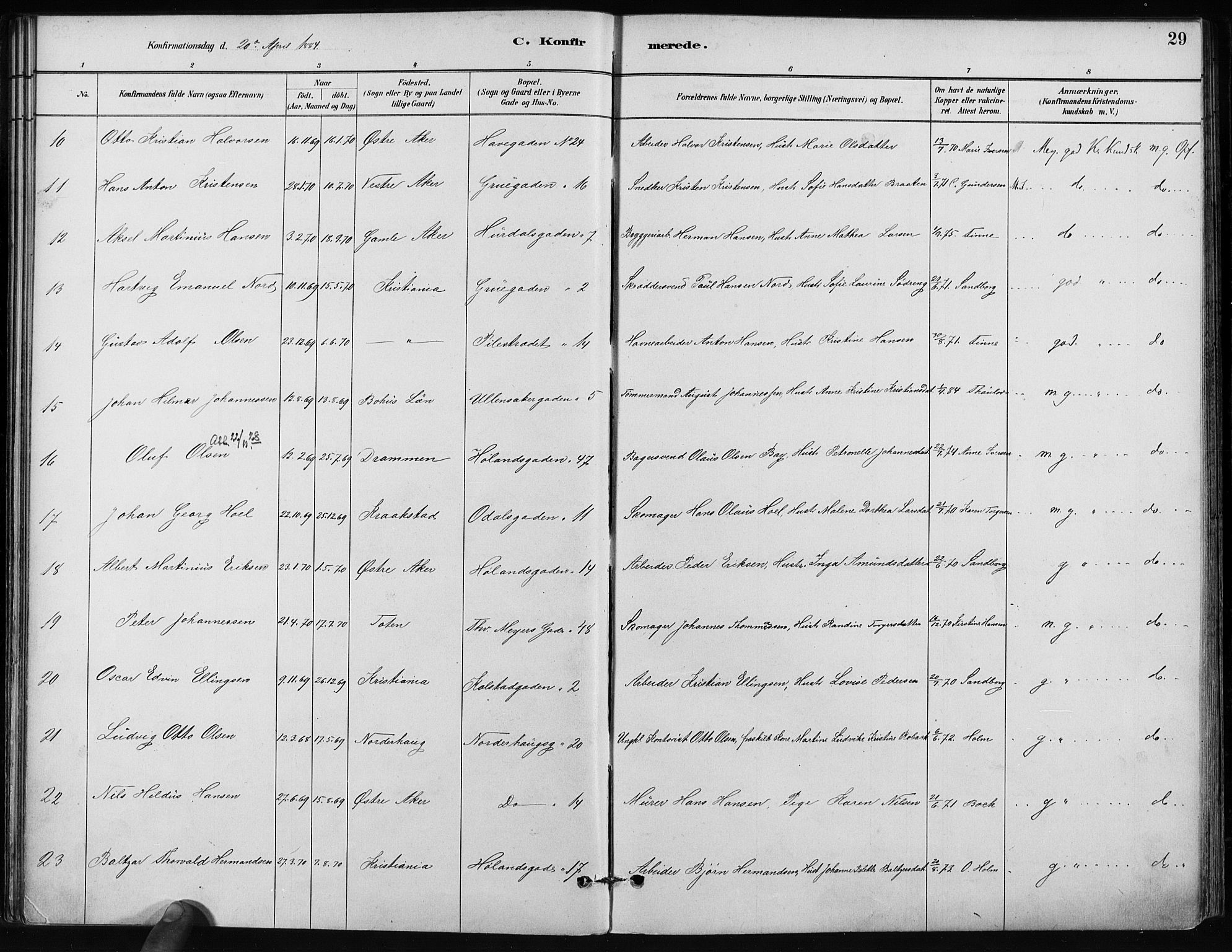 Kampen prestekontor Kirkebøker, AV/SAO-A-10853/F/Fa/L0002: Parish register (official) no. I 2, 1880-1888, p. 29