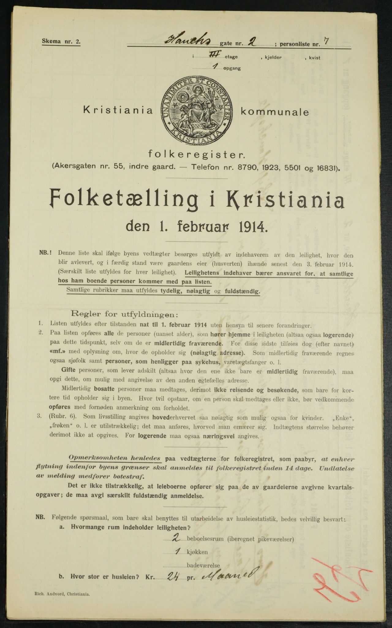 OBA, Municipal Census 1914 for Kristiania, 1914, p. 35117