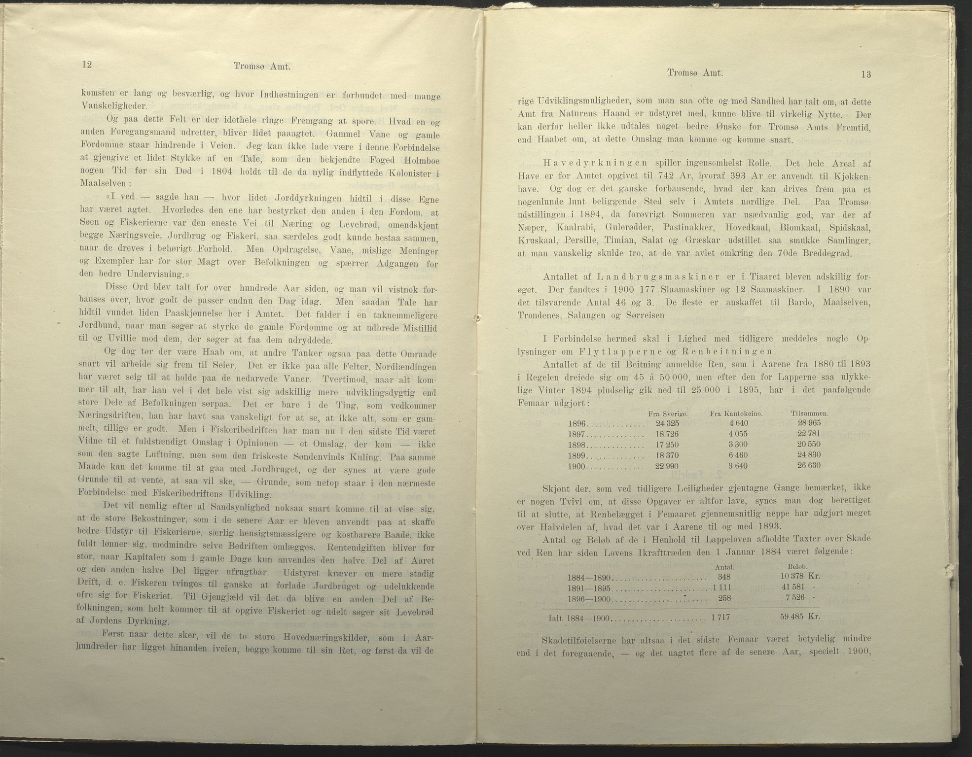 Fylkesmannen i Troms, AV/SATØ-S-0001/A7.25.1/L2072: Femårsberetninger, 1891-1900, p. 311