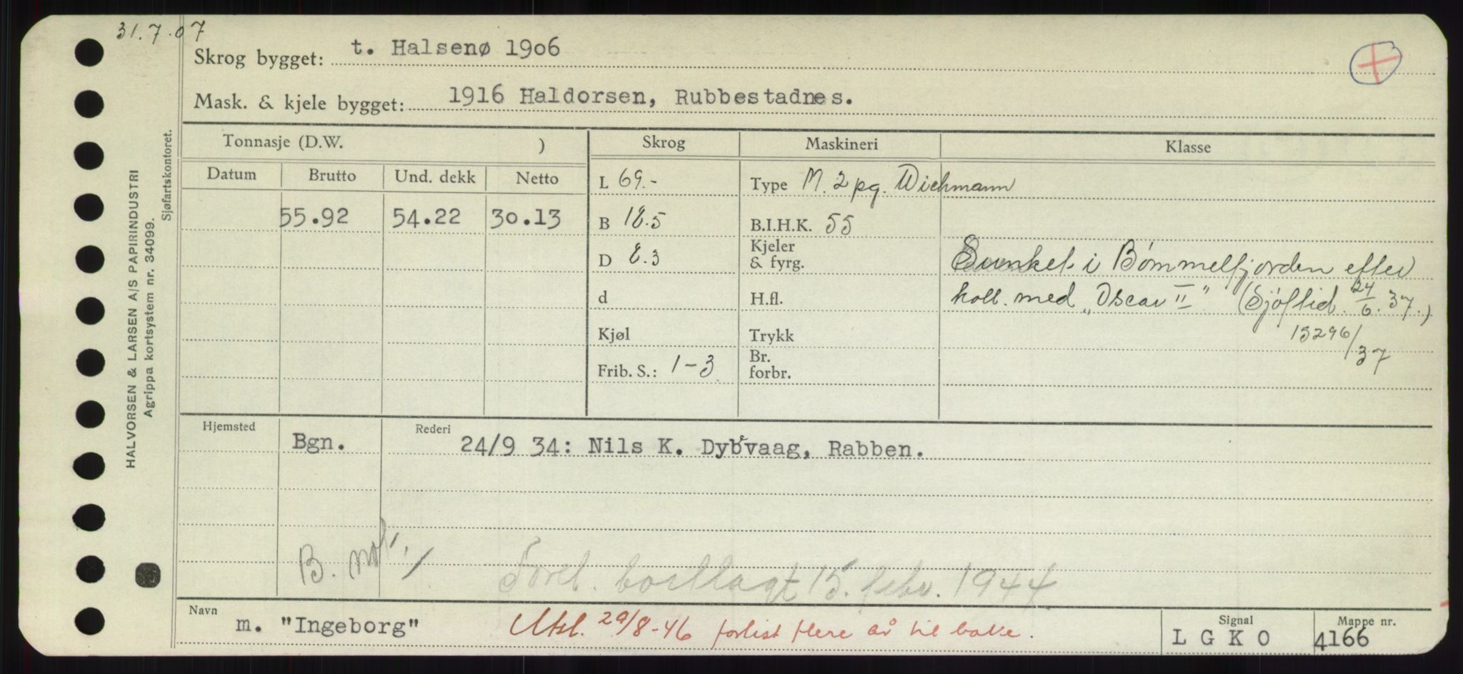 Sjøfartsdirektoratet med forløpere, Skipsmålingen, RA/S-1627/H/Hd/L0018: Fartøy, I, p. 119