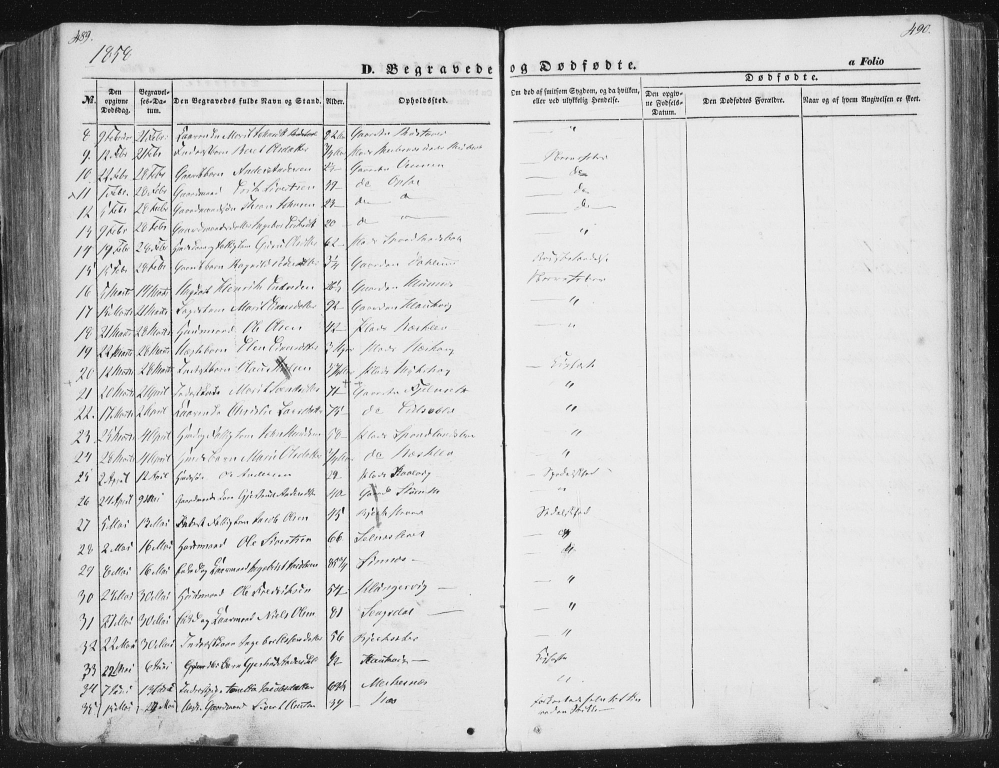 Ministerialprotokoller, klokkerbøker og fødselsregistre - Sør-Trøndelag, AV/SAT-A-1456/630/L0494: Parish register (official) no. 630A07, 1852-1868, p. 489-490