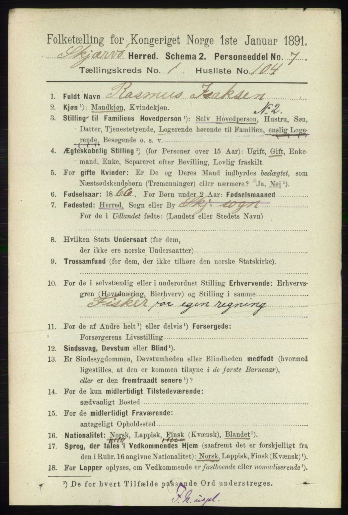 RA, 1891 census for 1941 Skjervøy, 1891, p. 906