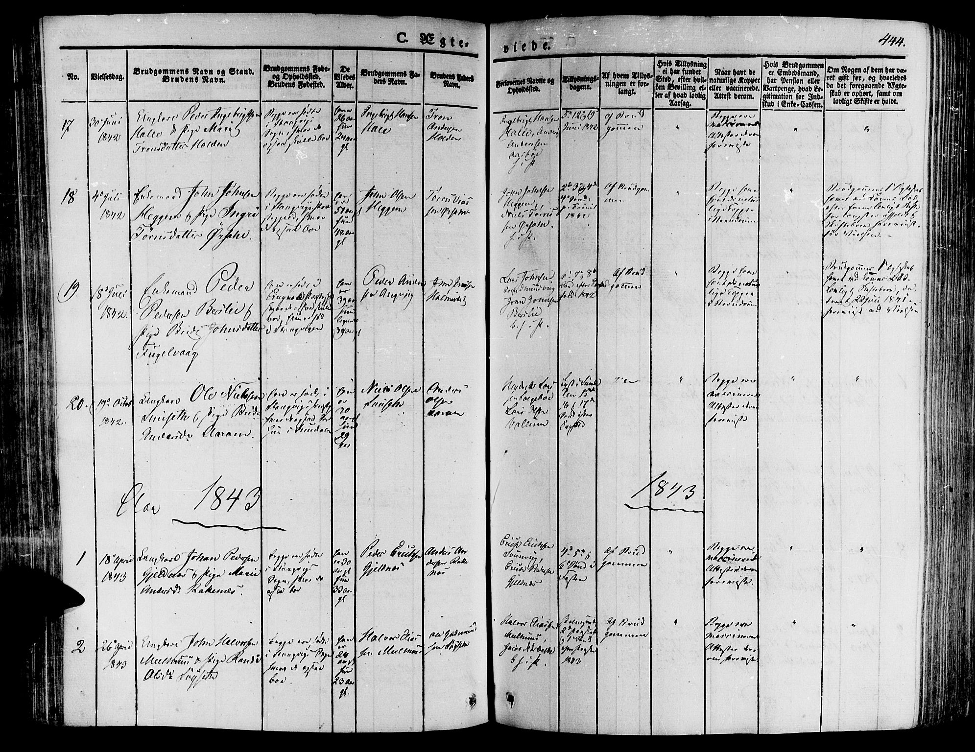 Ministerialprotokoller, klokkerbøker og fødselsregistre - Møre og Romsdal, AV/SAT-A-1454/592/L1024: Parish register (official) no. 592A03 /1, 1831-1849, p. 444