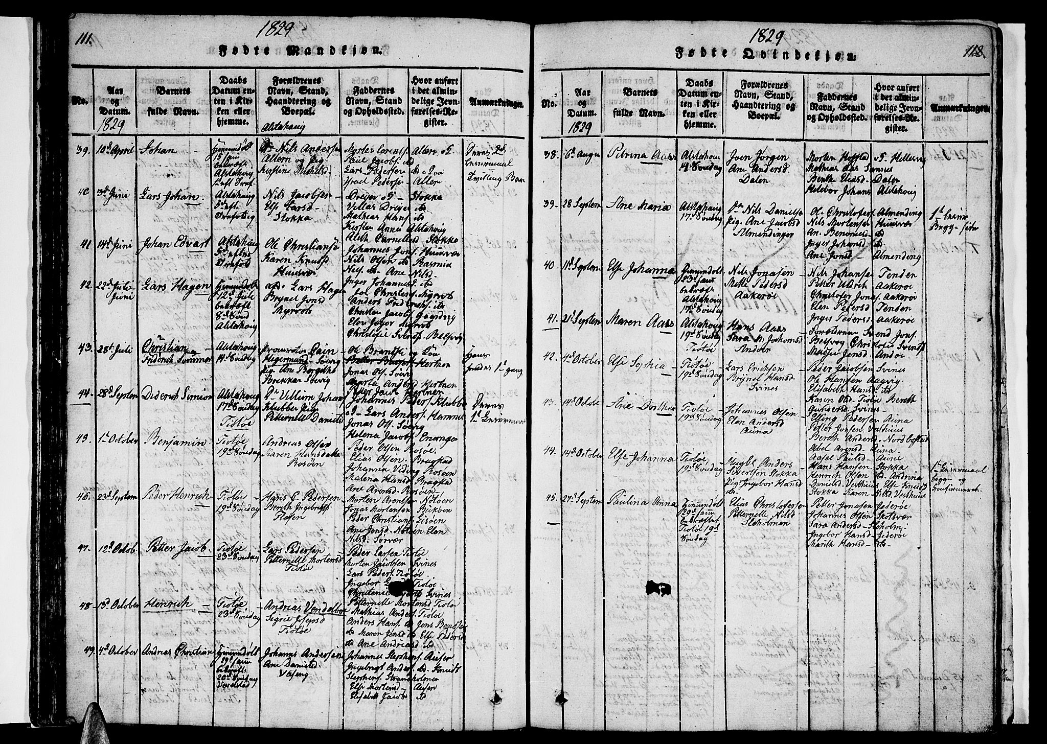 Ministerialprotokoller, klokkerbøker og fødselsregistre - Nordland, AV/SAT-A-1459/830/L0457: Parish register (copy) no. 830C01 /1, 1820-1842, p. 111-112