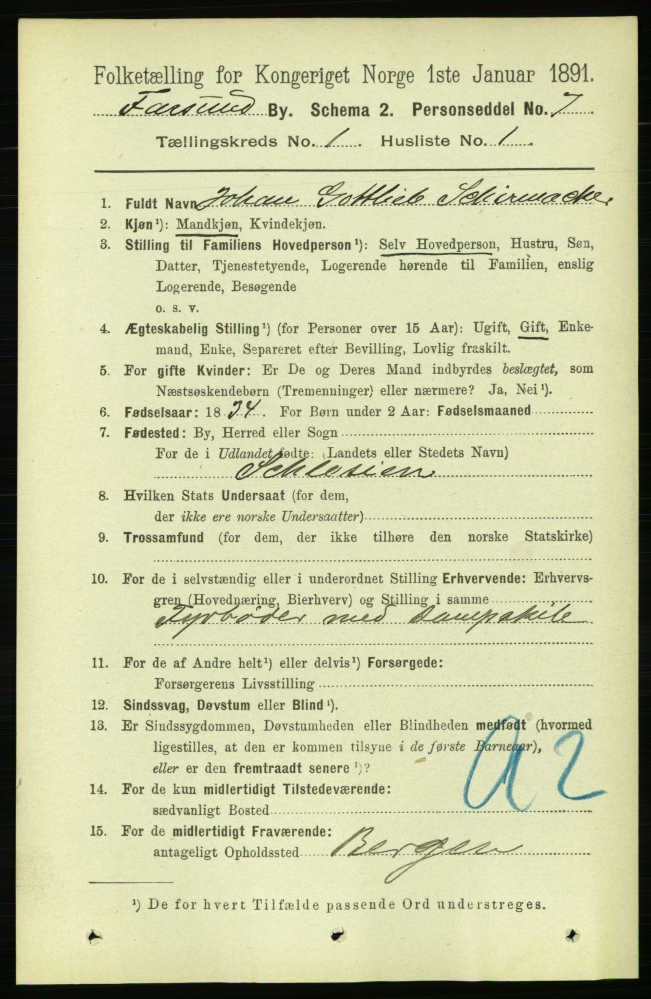 RA, 1891 census for 1003 Farsund, 1891, p. 513