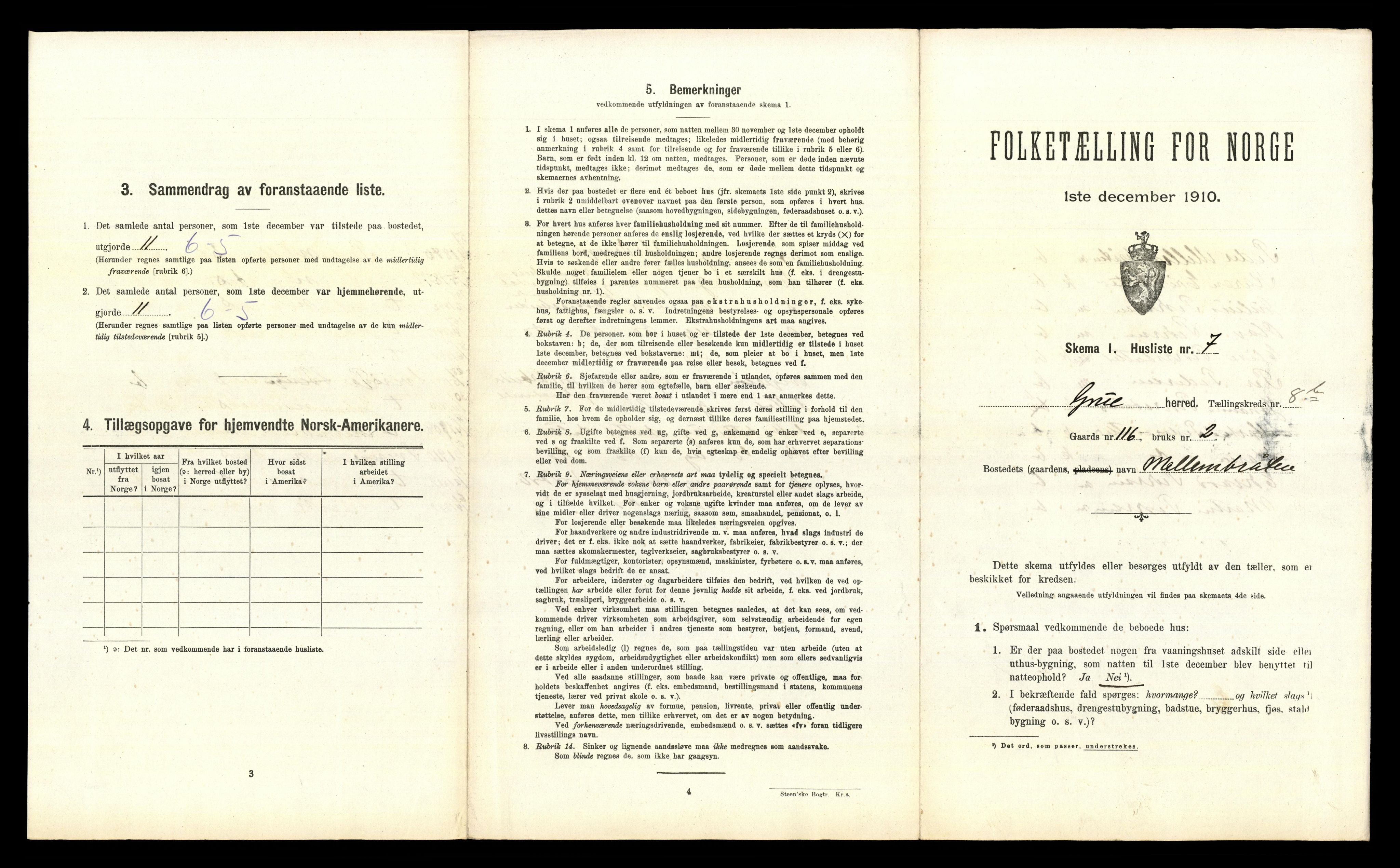 RA, 1910 census for Grue, 1910, p. 1341