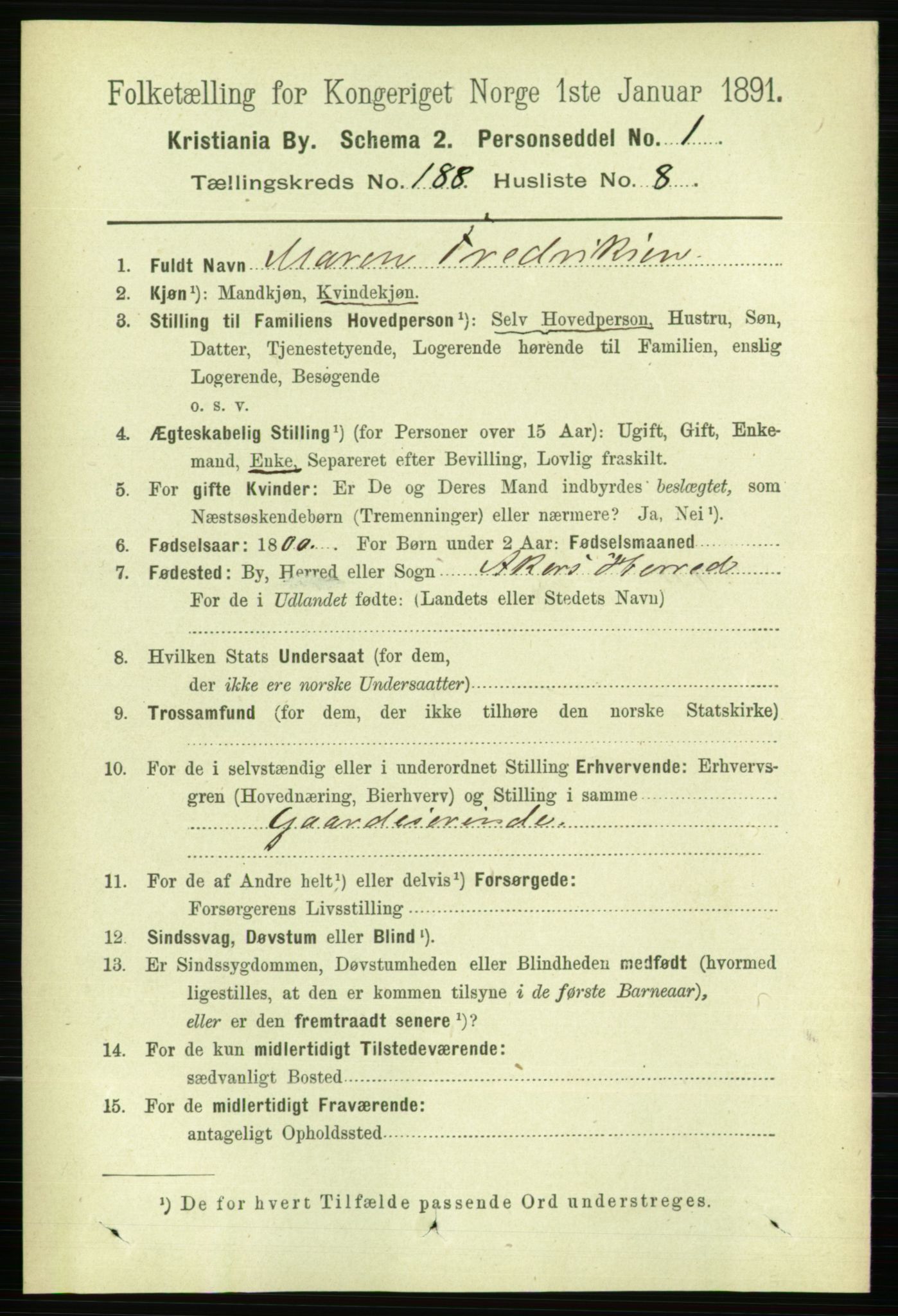 RA, 1891 census for 0301 Kristiania, 1891, p. 112738