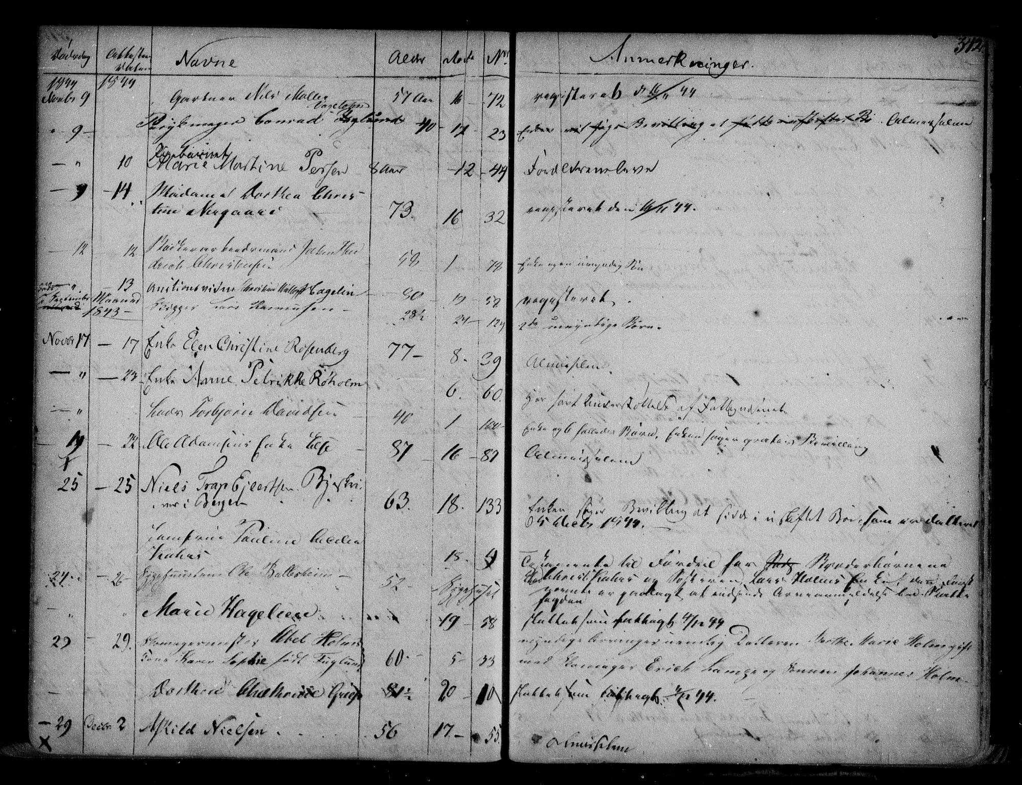 Byfogd og Byskriver i Bergen, AV/SAB-A-3401/06/06Na/L0001: Dødsfallsjournaler, 1821-1847, p. 341b-342a