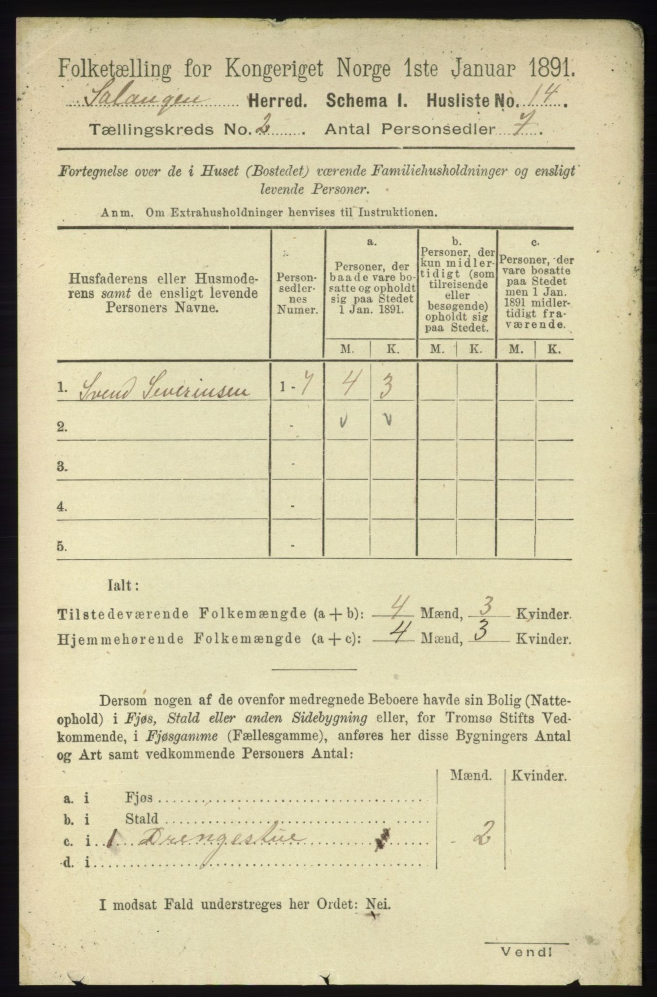 RA, 1891 census for 1921 Salangen, 1891, p. 488